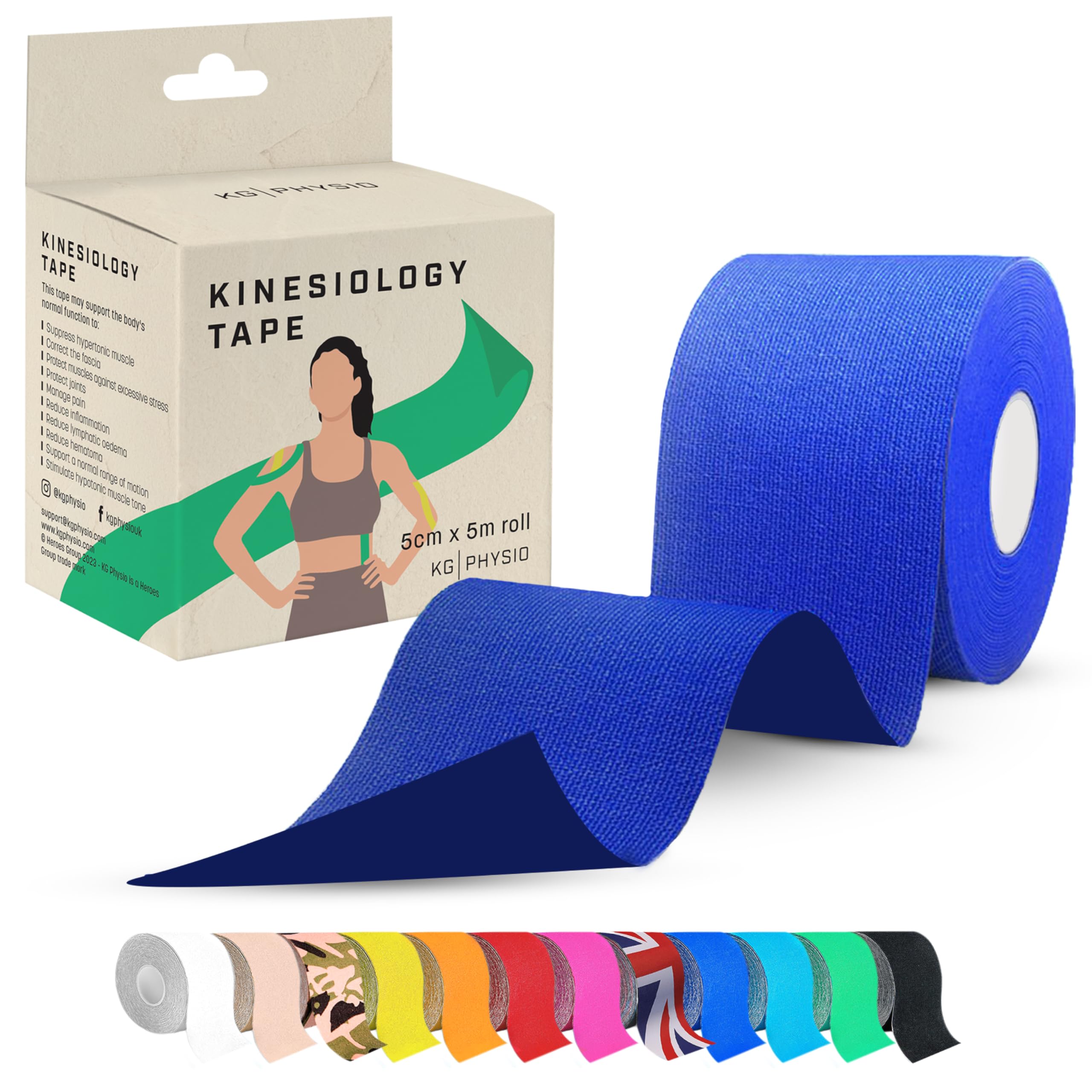KG Physio Kinesiology Tape 5m Roll - Kinesiology Tape for Joint and Muscle  Support Multipurpose KT Tape