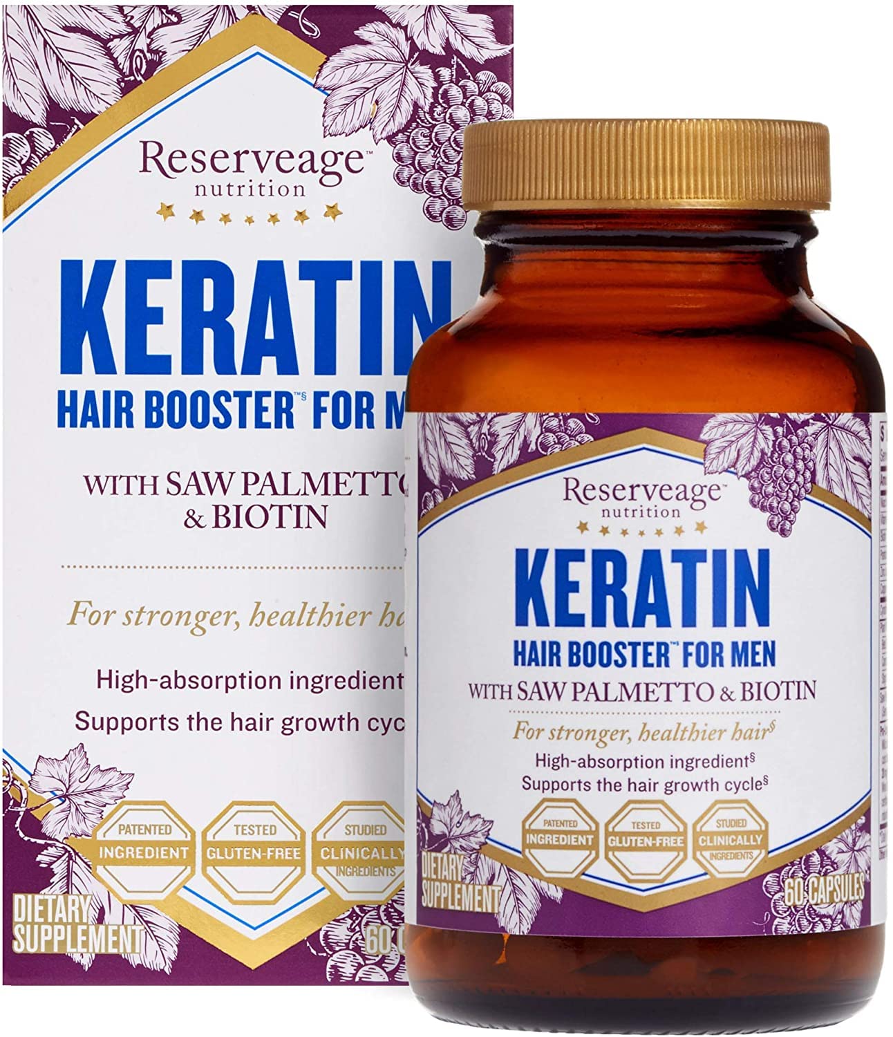 ReserveAge Nutrition Keratin Hair Booster for Men 60 Capsules ReserveAge Nutrition Keratin Hair Booster for Men 60 Capsules