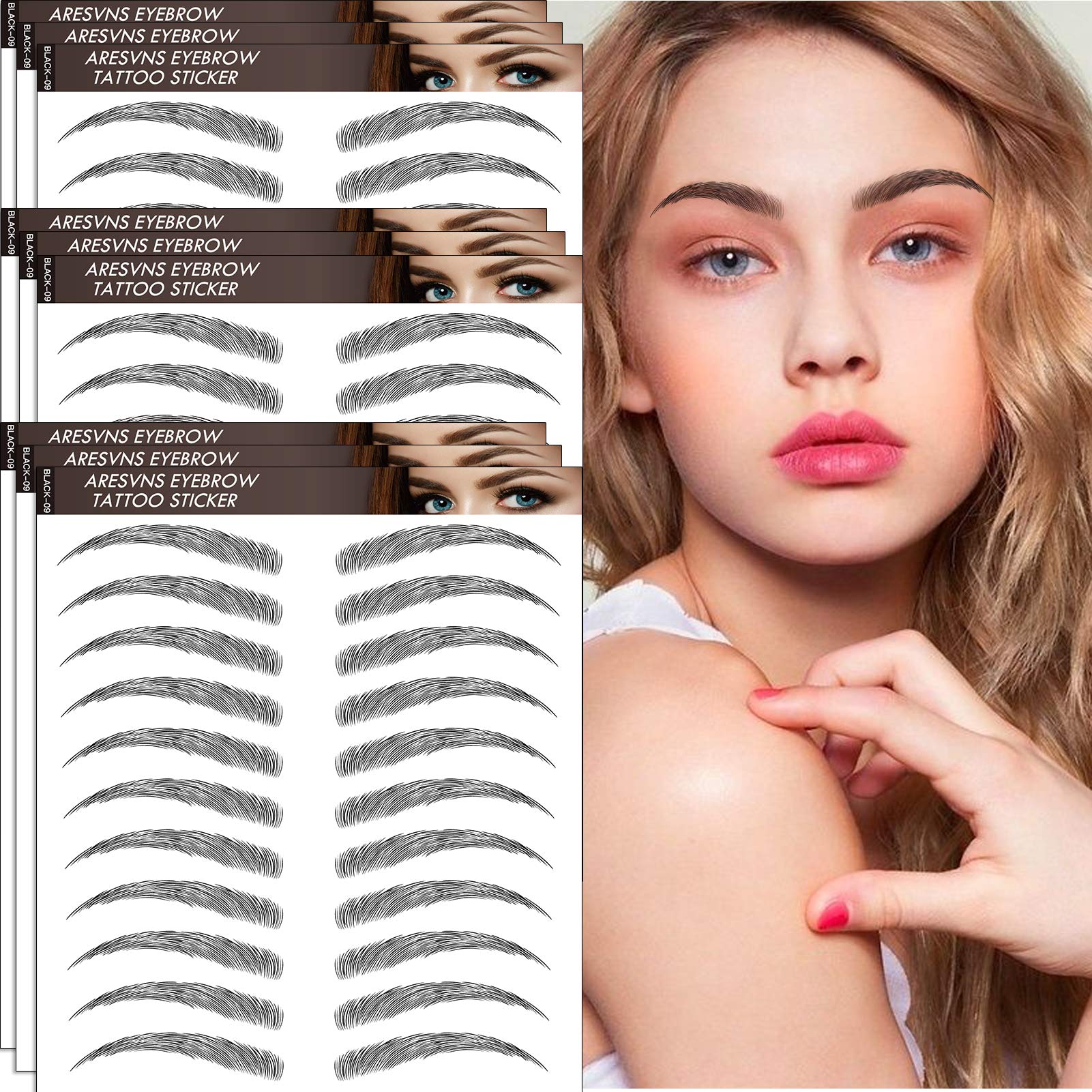 Buy 10 Sheets Black 6D Eyebrows Stickers Imitation Ecological Hair-Like  Waterproof Natural Tattoos Eyebrows Stickers 100 Pairs Online at Low Prices  in India - Amazon.in