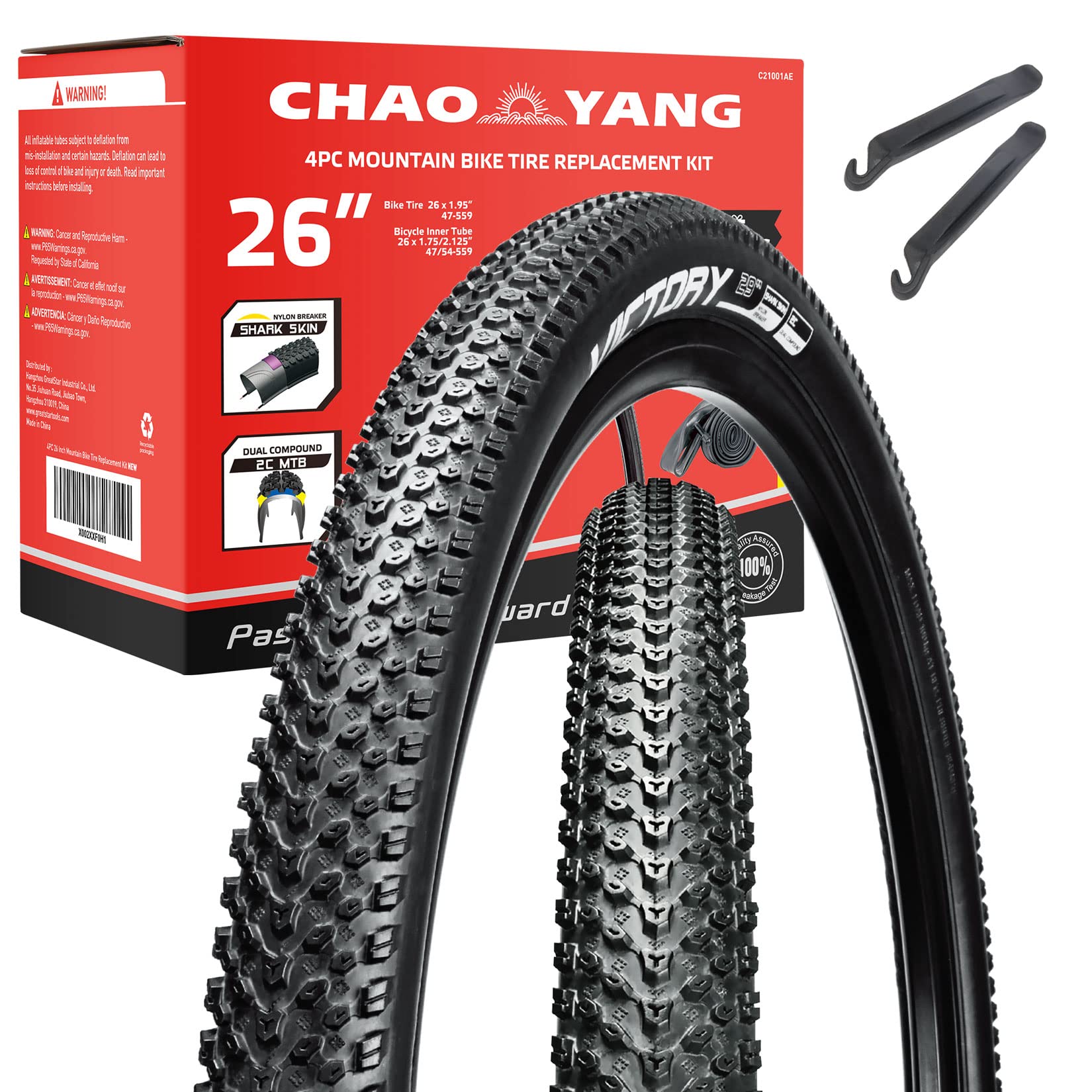 Chao YANG Mountain Bike Tire Replacement Kit, 261.95, Dual Compound 2C-MTB  Tires, Featured with Double