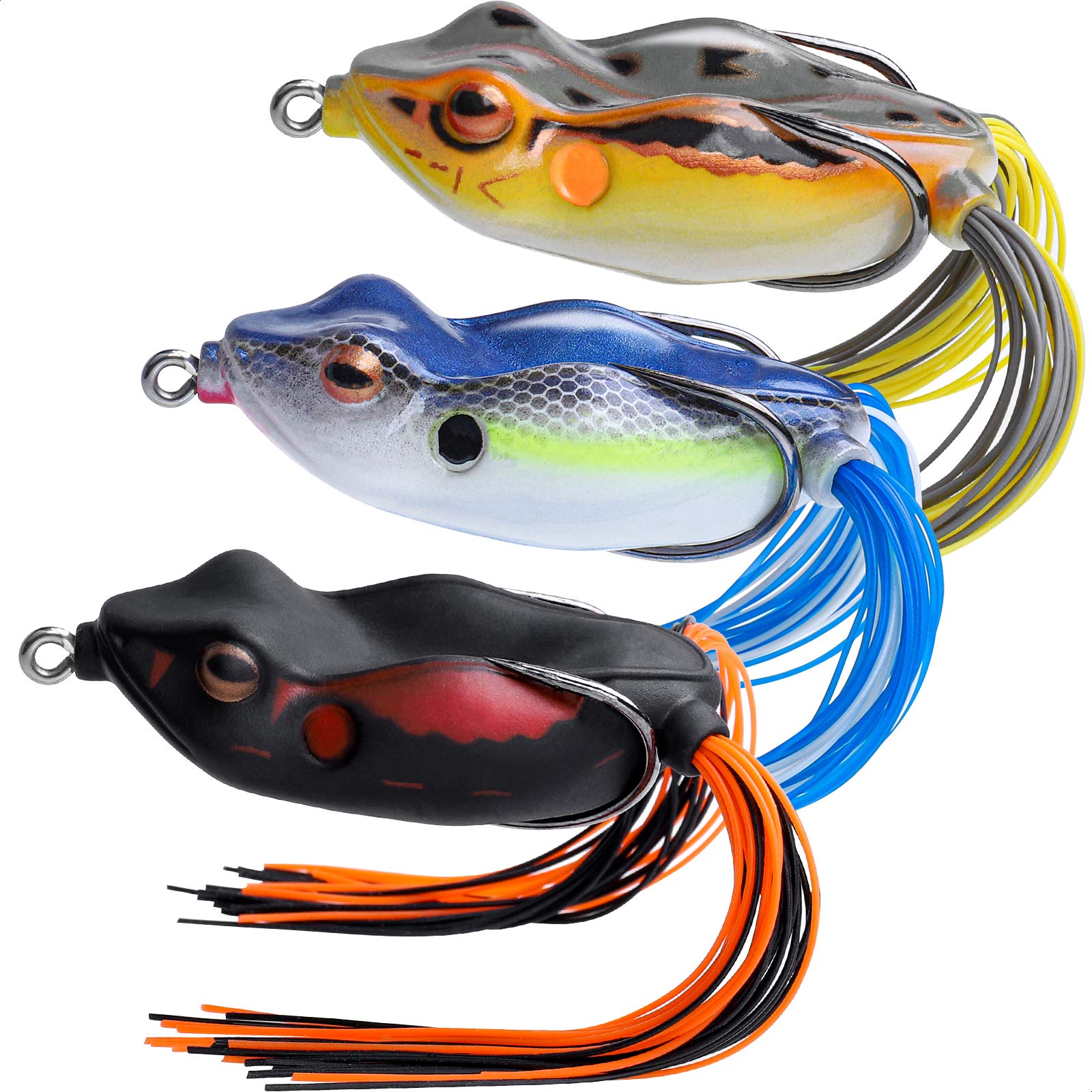 TRUSCEND Topwater Fishing Lures for Bass, Super Soft Hollow Rubber/Floating  Solid Foam Frog Lures, Perfect Surface Bass Lure, Weedless Ultra-Sharp BKK  Hooks, Soft Skirt Legs/Spinner Tail A-2.5,0.5oz