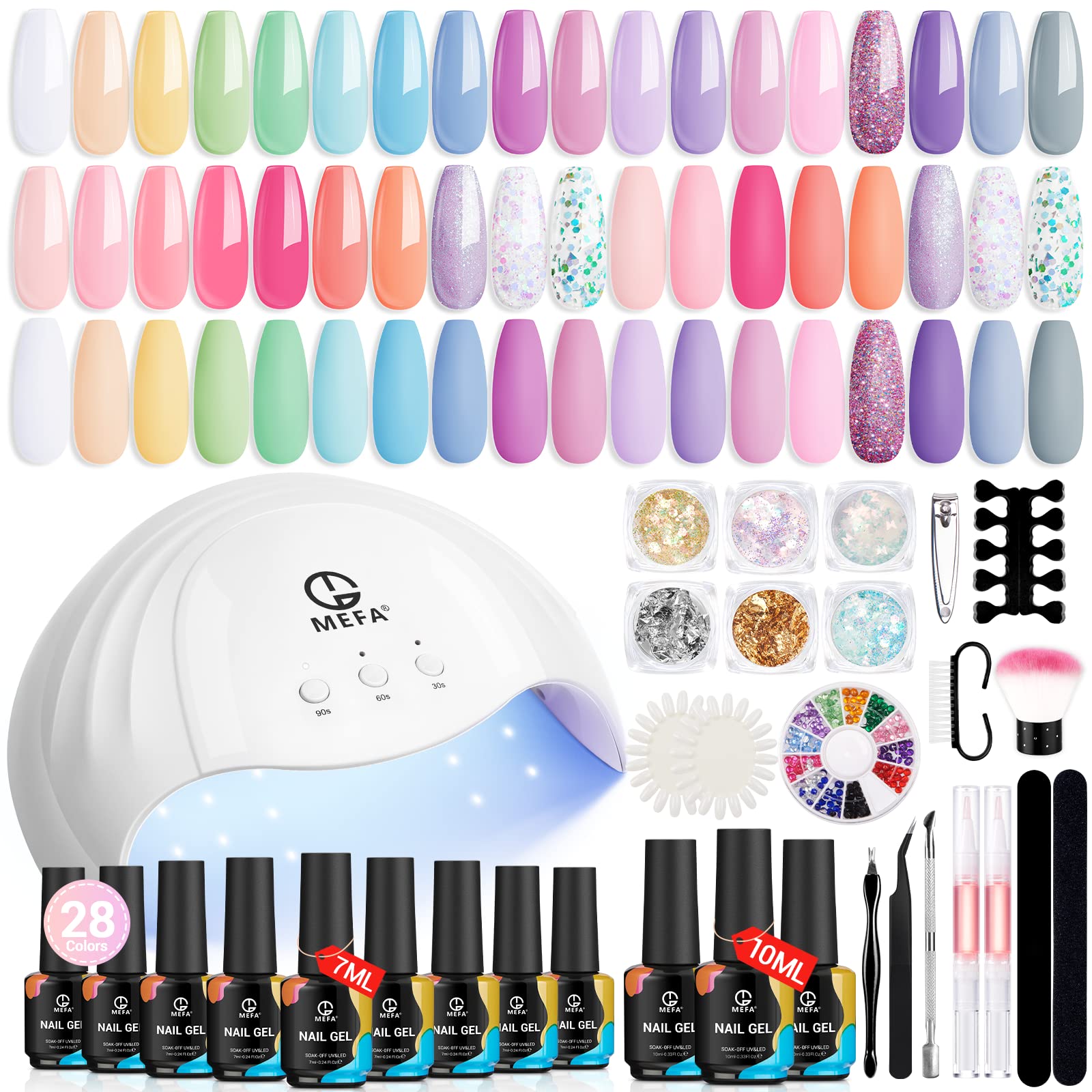 Drizzle Beauty Gel Nail Polish Kit with 24/48W UV LED Light Lamp Dryer, 6  Colors Gel Polish Starter Set with 3 Pcs Top Coat Base Gel 50 Pack Remover  Pad Manicure Tools… 6+3 Starter Kit
