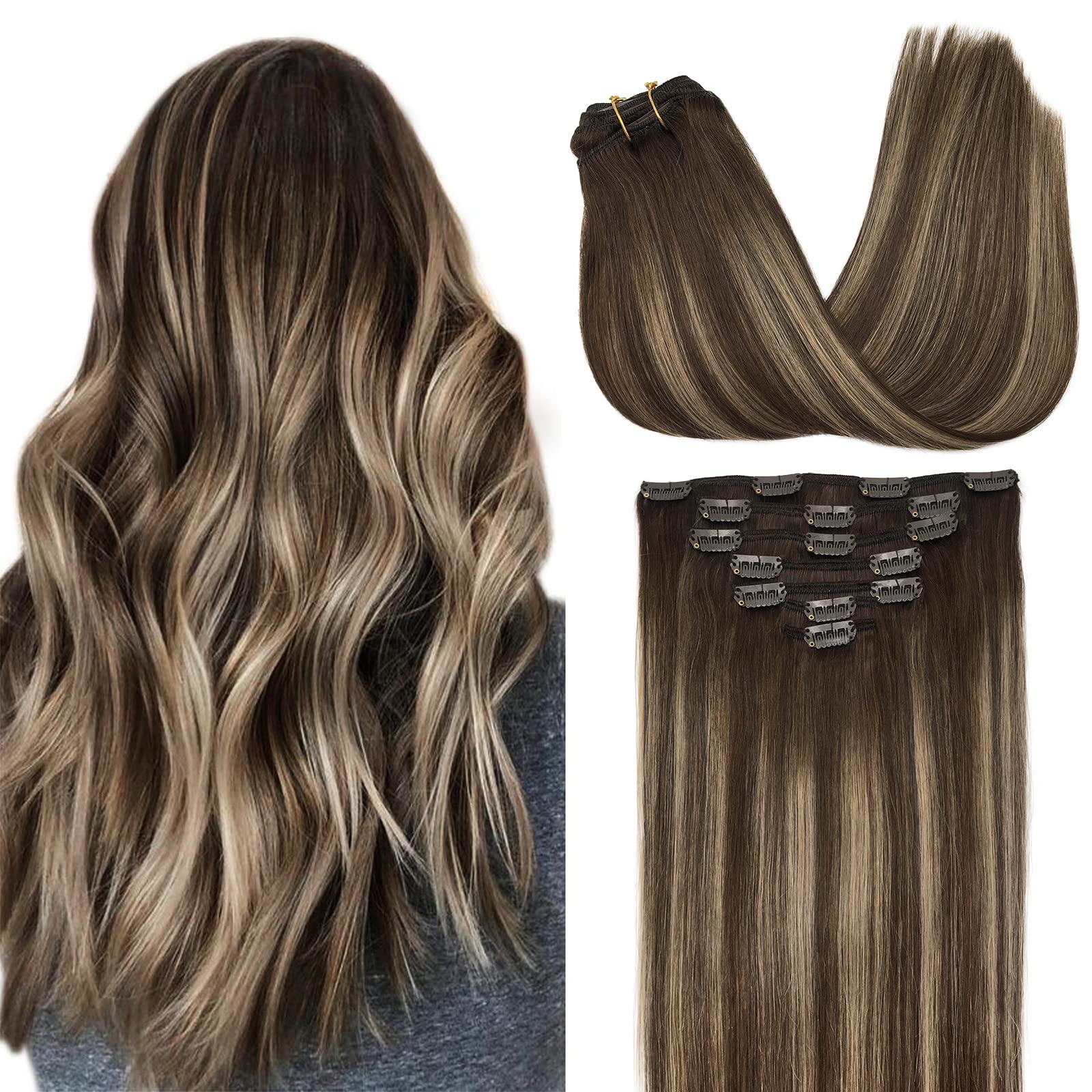 GOO GOO Clip-in Hair Extensions for Women, Soft & Natural, Handmade Real  Human Hair Extensions,