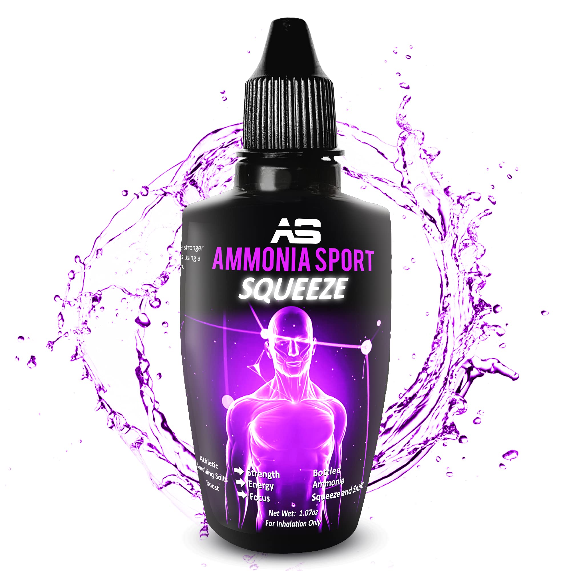 AmmoniaSport Smelling Salts for Athletes - RAW - Twist & Sniff! Wide Mouth,  Tall Bottle for Extra Strength - Pre-Activated Salt with Hundreds of Uses