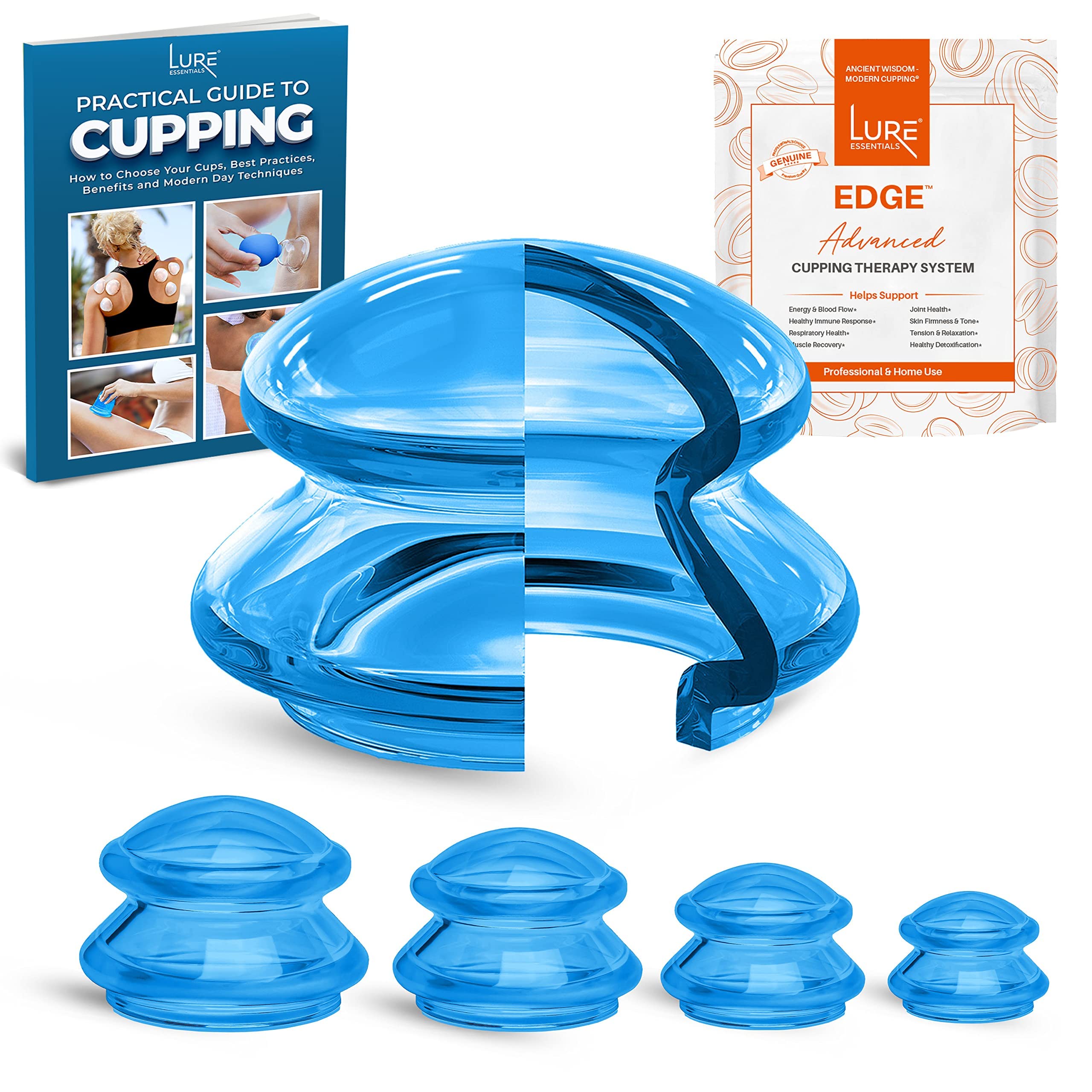 Lure Essentials Edge Cupping Set Ultra Clear Blue Silicone Cupping