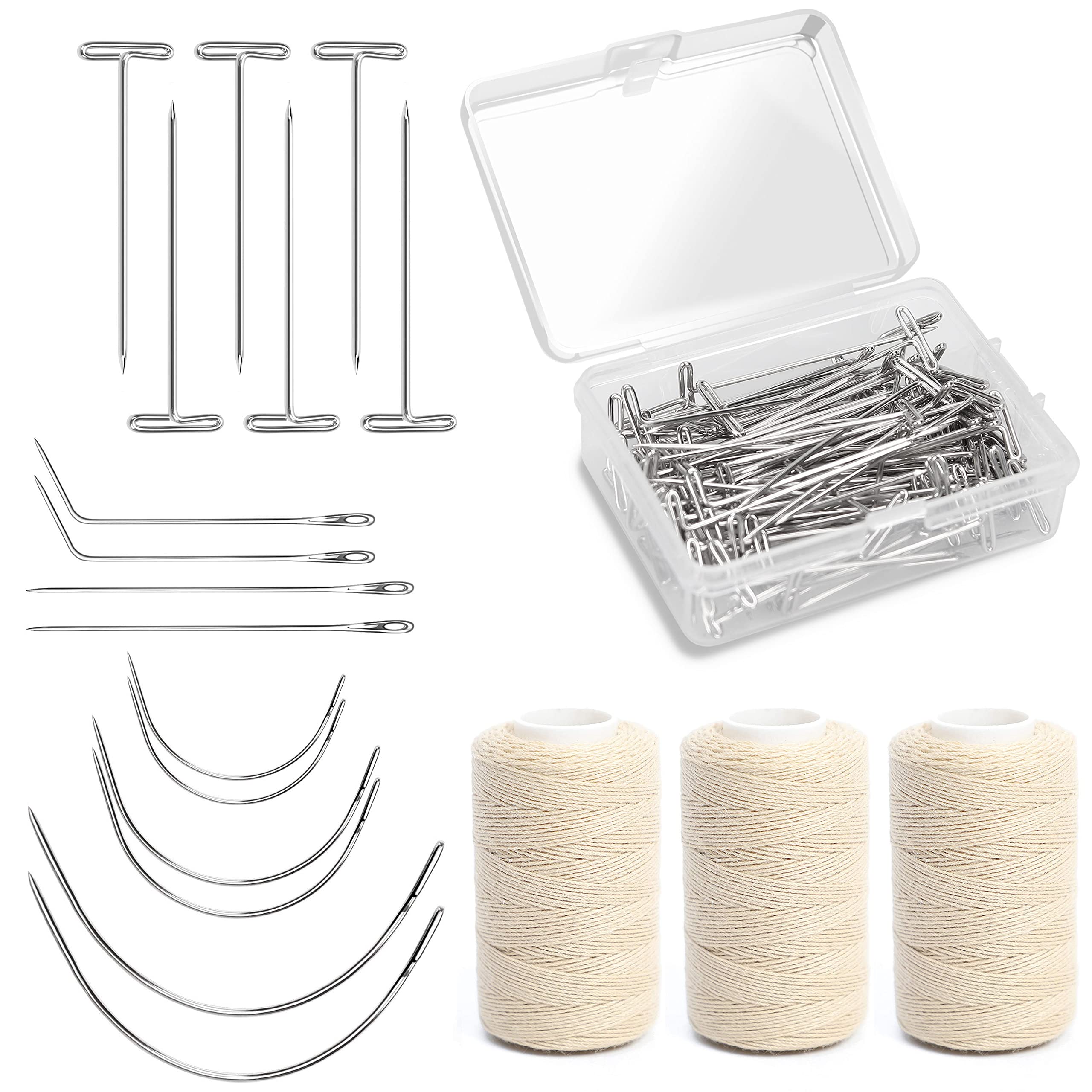 Ryalan Weaving Needle Set, Blond Thread with 10 pcs Needle 100 Pcs  Stainless Steel T-Pins for Making Wig Sewing Hair Weave Extension (3 Thread  Blond, 10 Needle, 100 T-Pins)