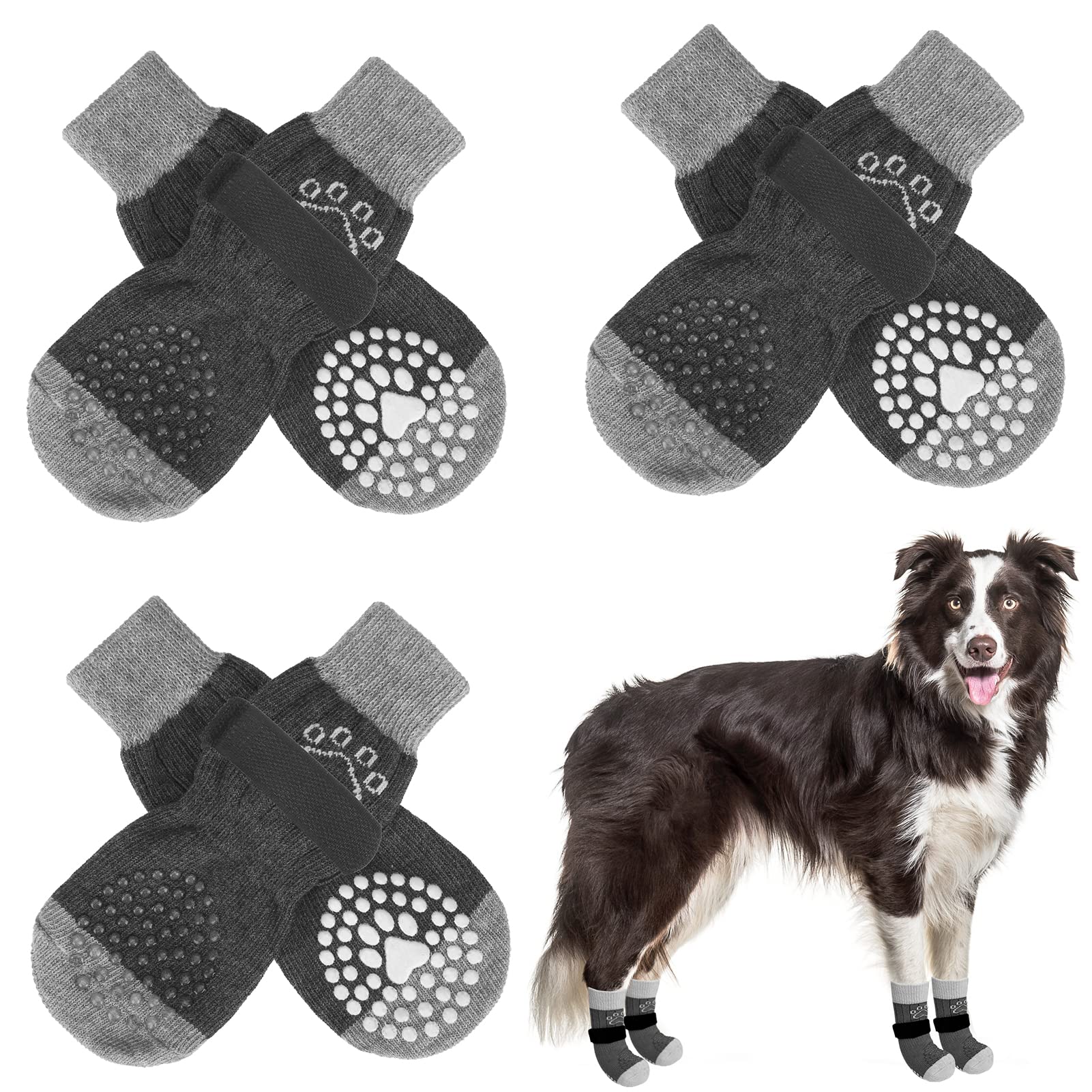 SCENEREAL Double Side Anti-Slip Dog Socks Non Slip Dogs Sock for Hardwood  Floors 3 Pairs