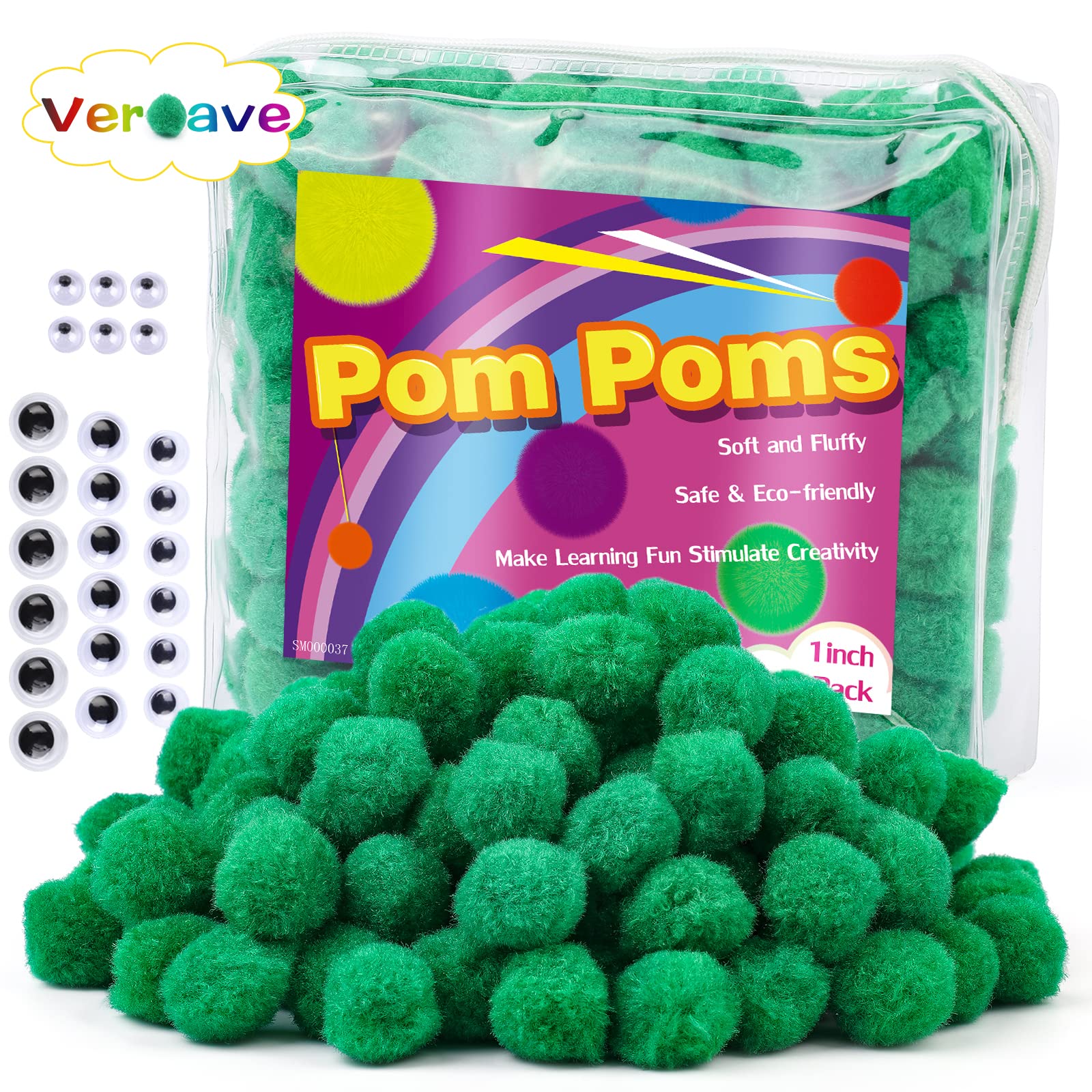 Veroave 150 Pieces Pom Poms 1 Inch Green Green Pom Poms Craft Puff Balls  Arts and Craft Pom Pom Balls for DIY Art Creative Crafts Decorations