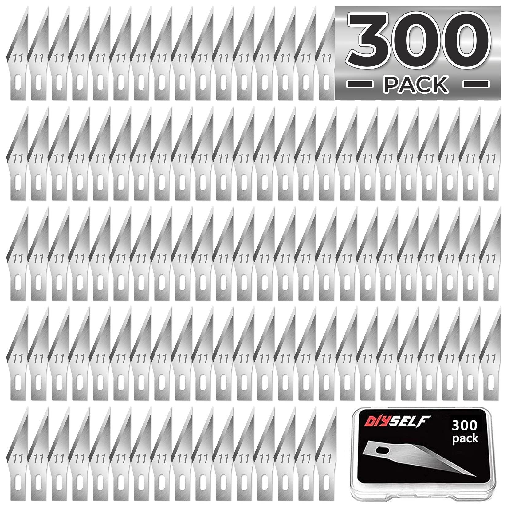 DIYSELF 300 PCS Exacto Knife Blades 11, High Carbon Steel Exacto Blades,  Craft Knife Blades, 11