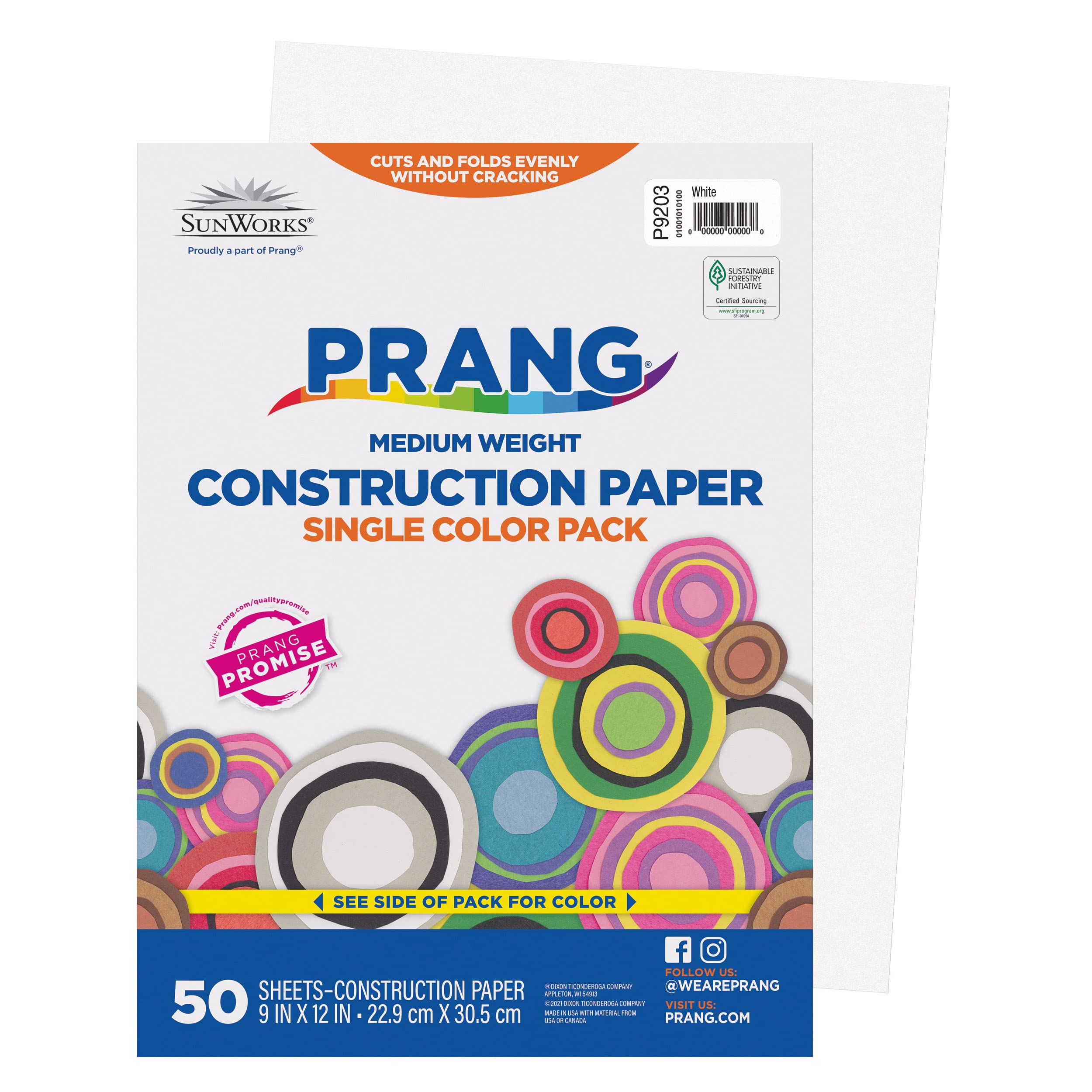 Pacon Sunworks Heavyweight Construction Paper, White, 9 x 12 - 50 count