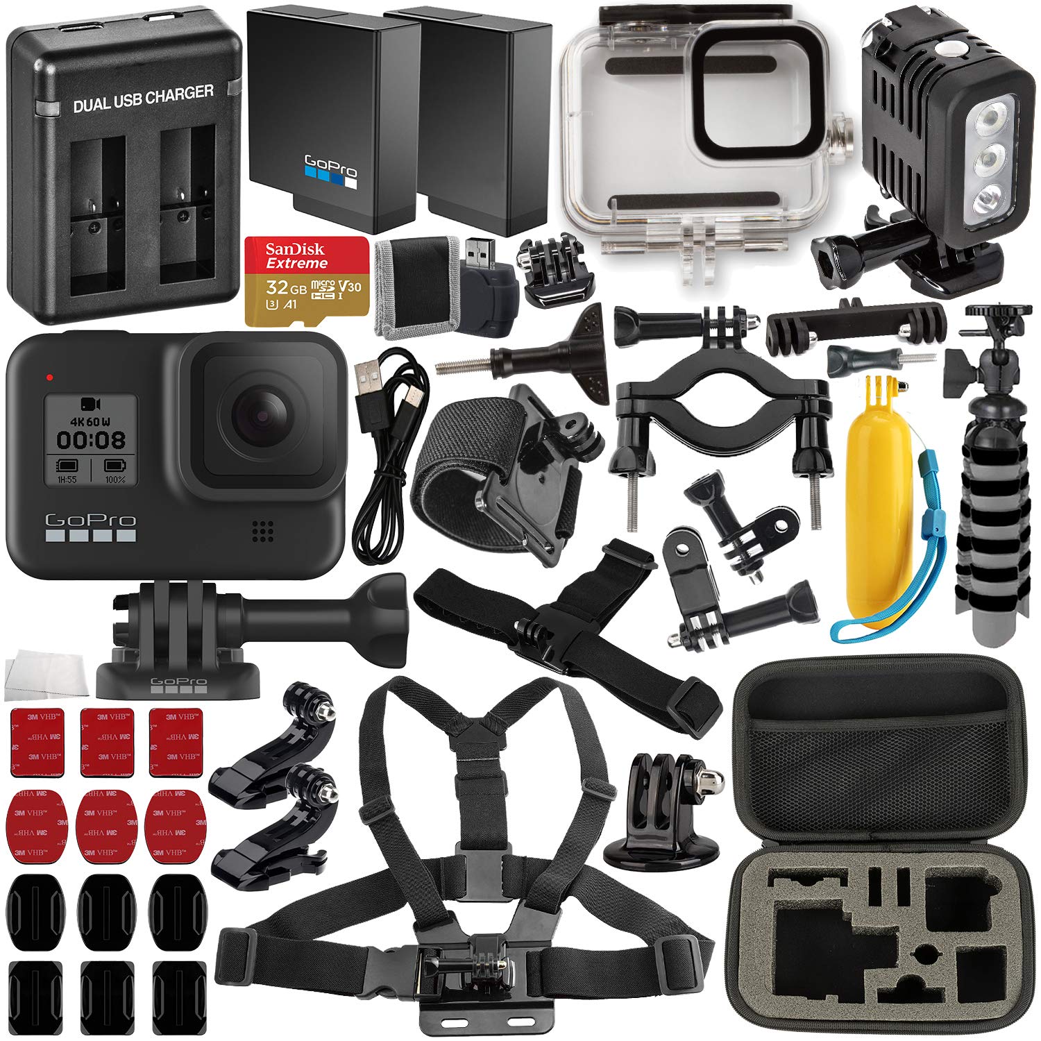 GoPro HERO8 Black with Deluxe Accessory Bundle Includes: SanDisk