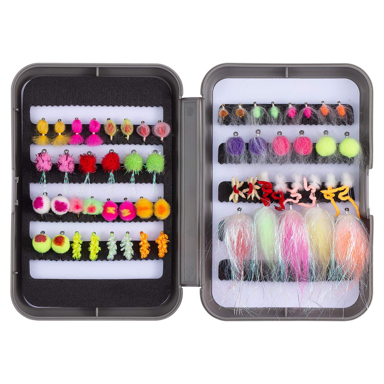 BASSDASH Trout Steelhead Salmon Fishing Flies Barbed Barbless Fly Hooks  Include Dry Wet Flies Nymphs Streamers