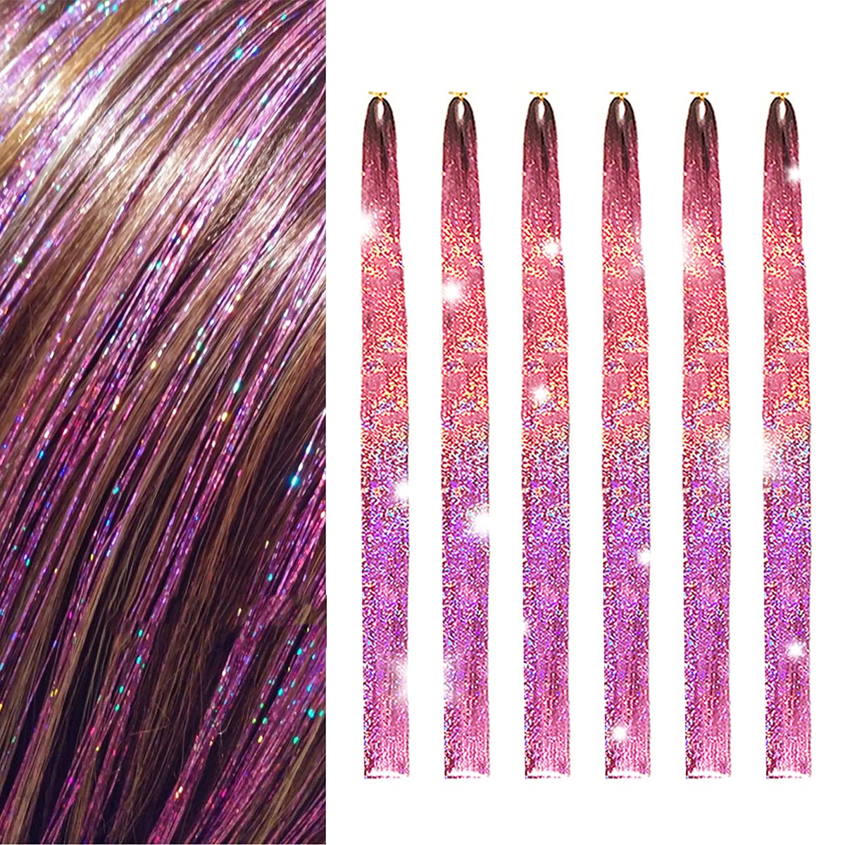 Tototoo Green Hair Tinsel 1500 Strands Fairy Hair 44 Inch Glitter