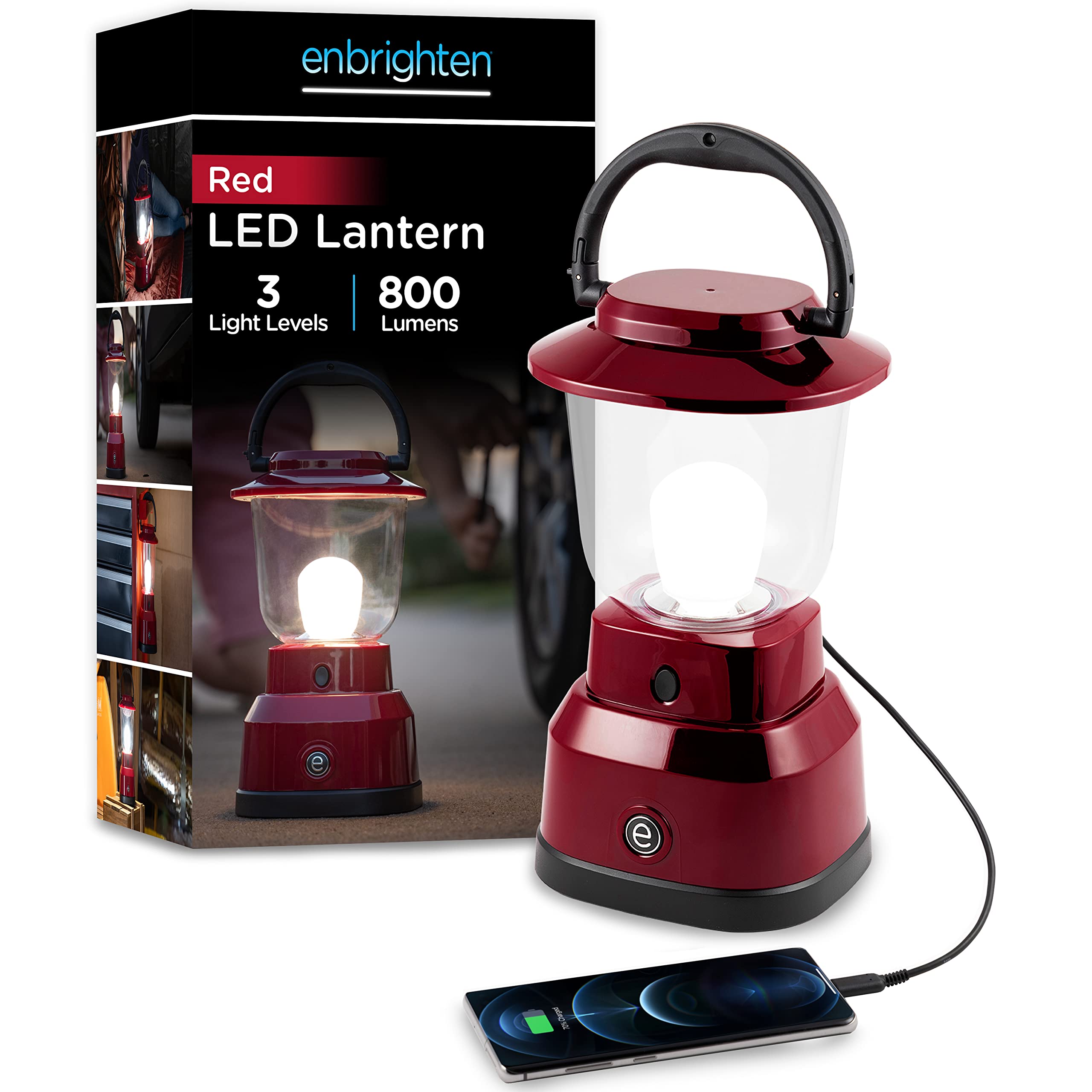 Enbrighten LED Large Camping Lantern, Battery Powered, USB