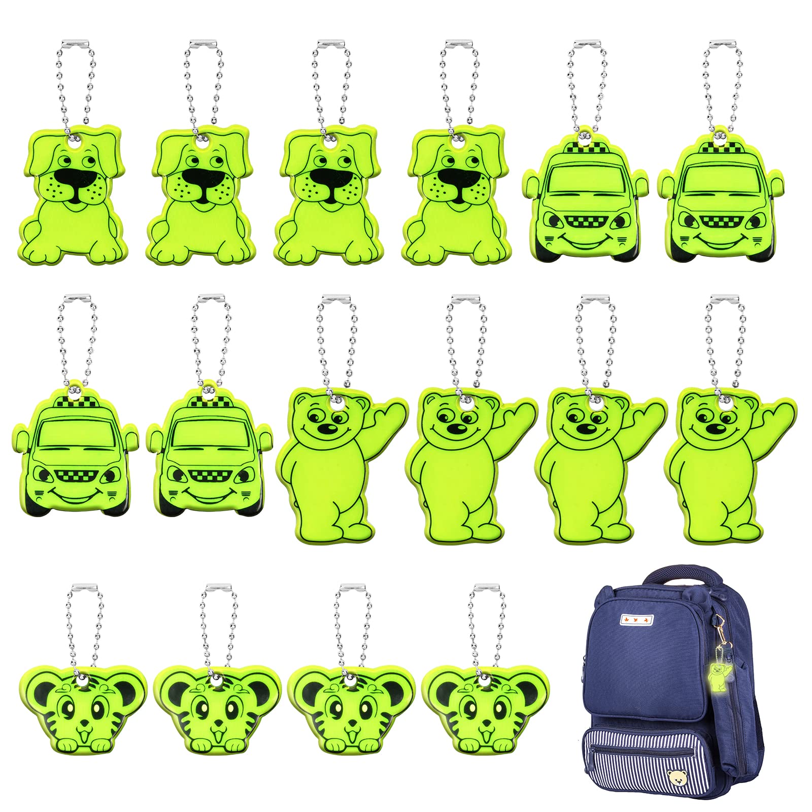 26pcs Pendentif réflecteur de sécurité, Pendentif réflecteur pour enfants,  réflecteur de sécurité étoile pour sac d'école Sac à dos Cyclisme Marche à  pied (13 couleurs)