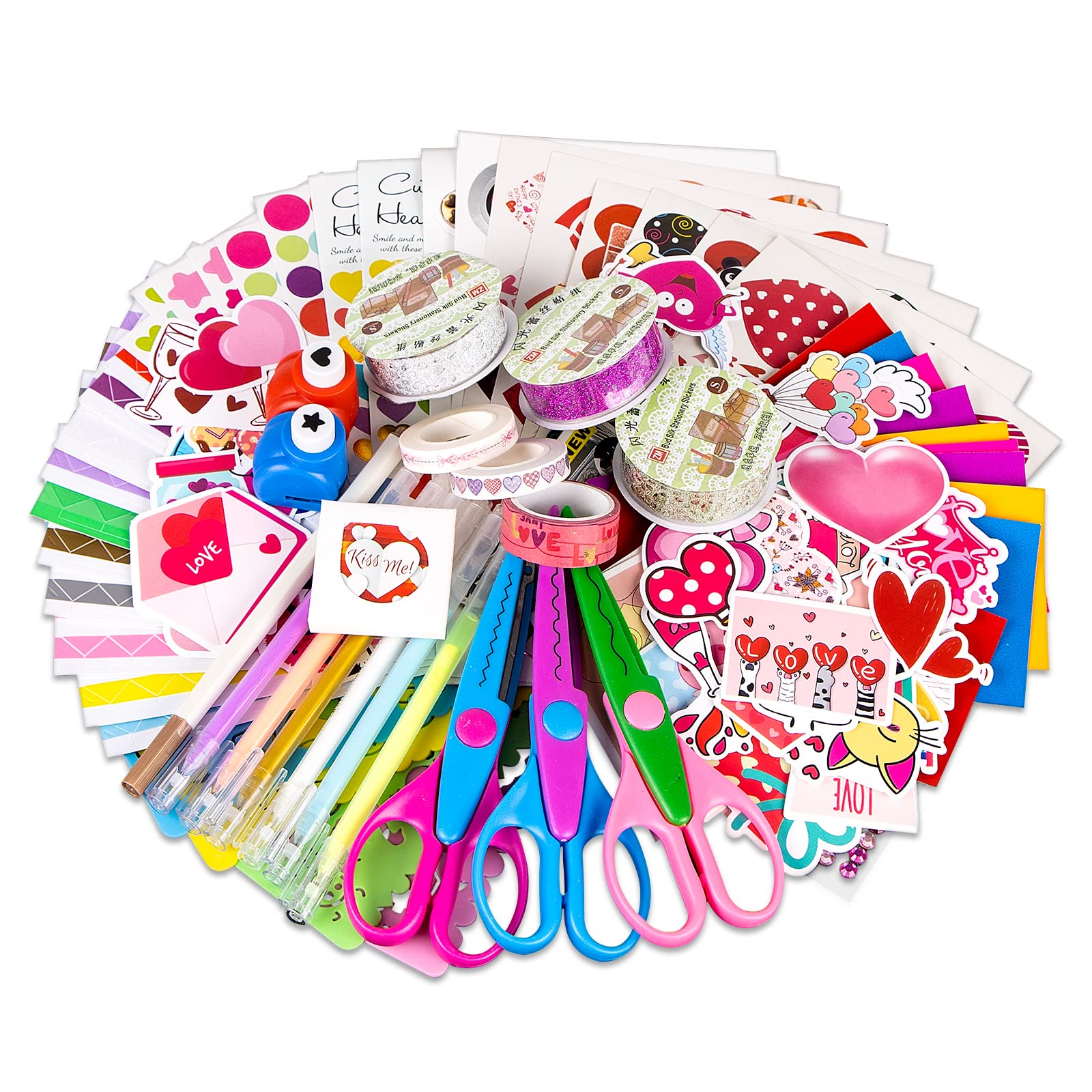 SICOHOME Scrapbooking Supplies Kit,Valentine's Day Scrapbooking Kit,Love  Heart Sticker for Kids Adults,Love Craft Kit for Scrapbook Card Making  Diary Planner Journal Classroom Craft Project