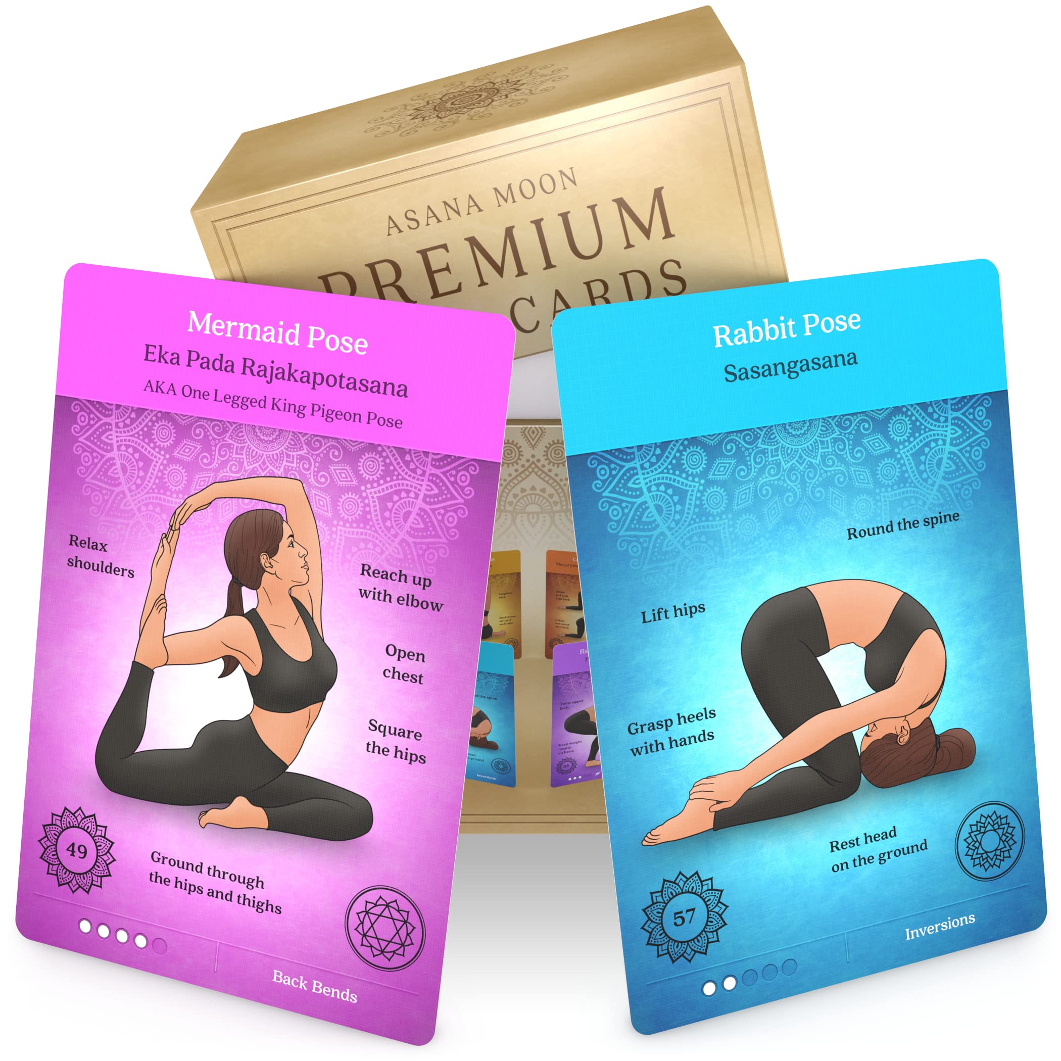 Premium Yoga Cards by Asana Moon Deck with over 120 Yoga Poses