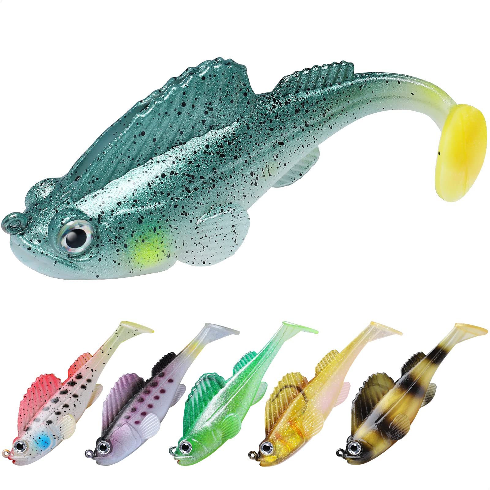 TRUSCEND Pre-Rigged Jig Head Soft Fishing Lures, Paddle Tail Swimbaits for  Bass Fishing, Shad or Tadpole Lure with Spinner, Premium Fishing Bait for  Saltwater Freshwater, Trout Crappie Fishing, Soft Plastic Lures 