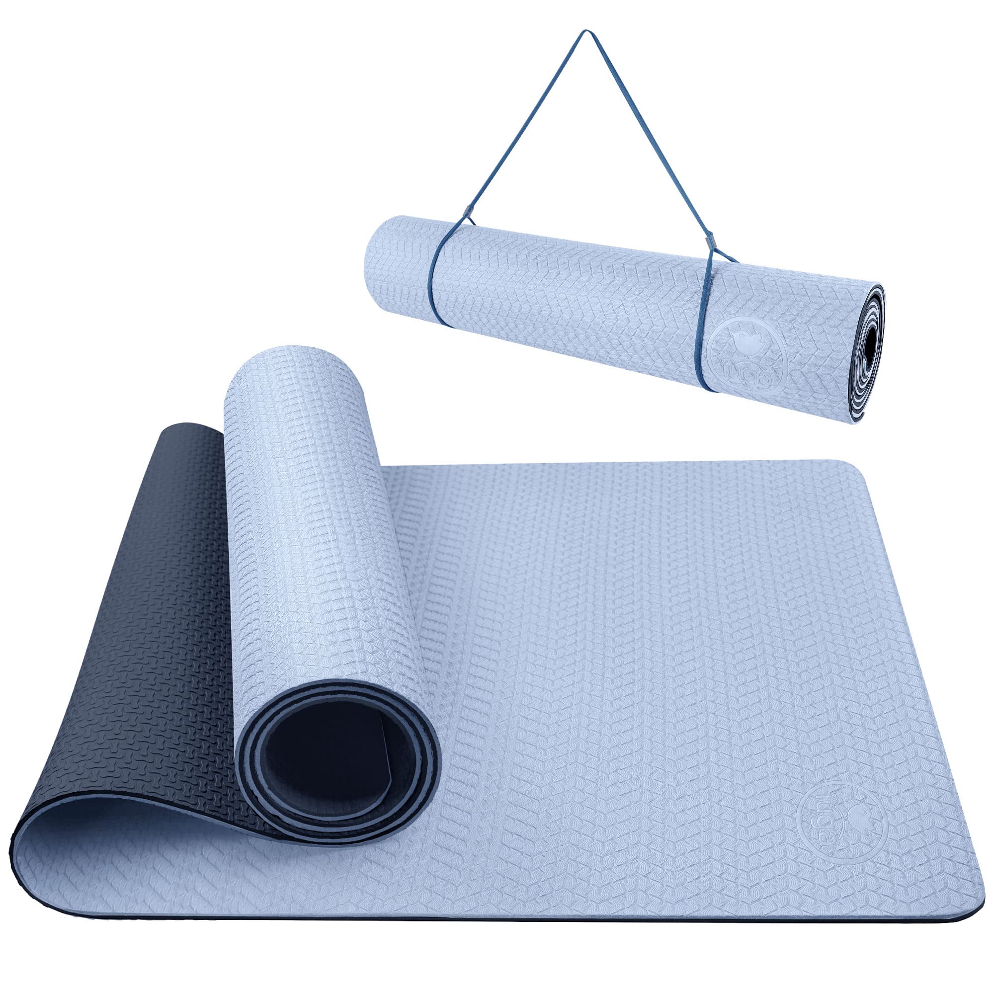 IUGA Yoga Mat Non Slip Textured Surface Eco Friendly Yoga Matt with  Carrying Strap, Thick Exercise & Workout Mat for Yoga, Pilates and Fitness  (72x 24x 6mm) Gray
