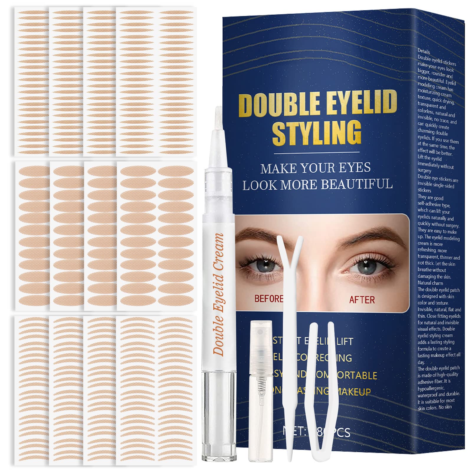 Senhorita Eyelid Tape, 480Pcs Invisible Eyelid Lifter Strips, Instant  Double Eyelid Lift for Hooded, Droopy, Uneven, Mono-Eyelids 