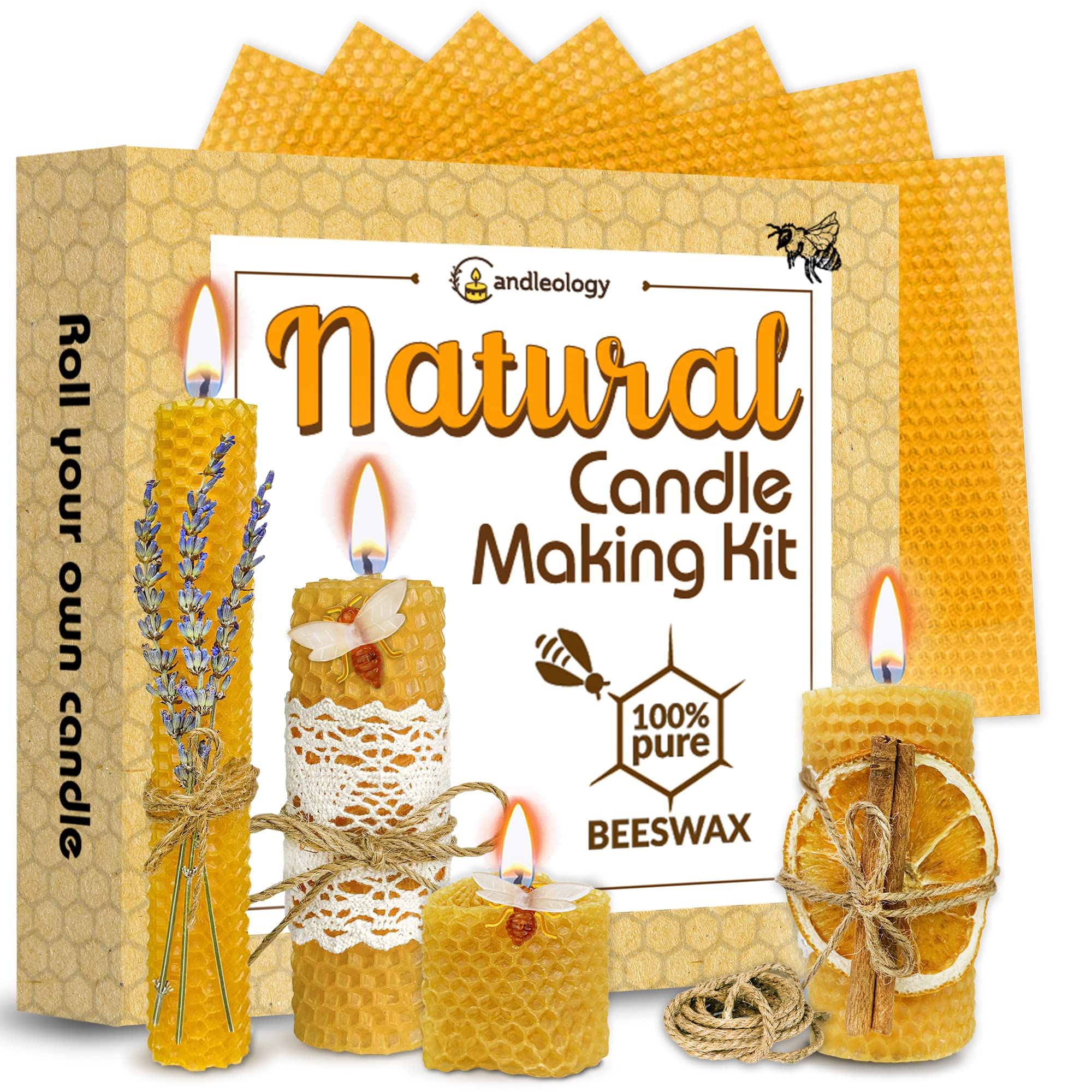 Colorful Beeswax Sheets for Candle Making Organic Beeswax Candle Making Kit  for Adults & Kids Natural Beeswax DIY Candle Rolling Kit 
