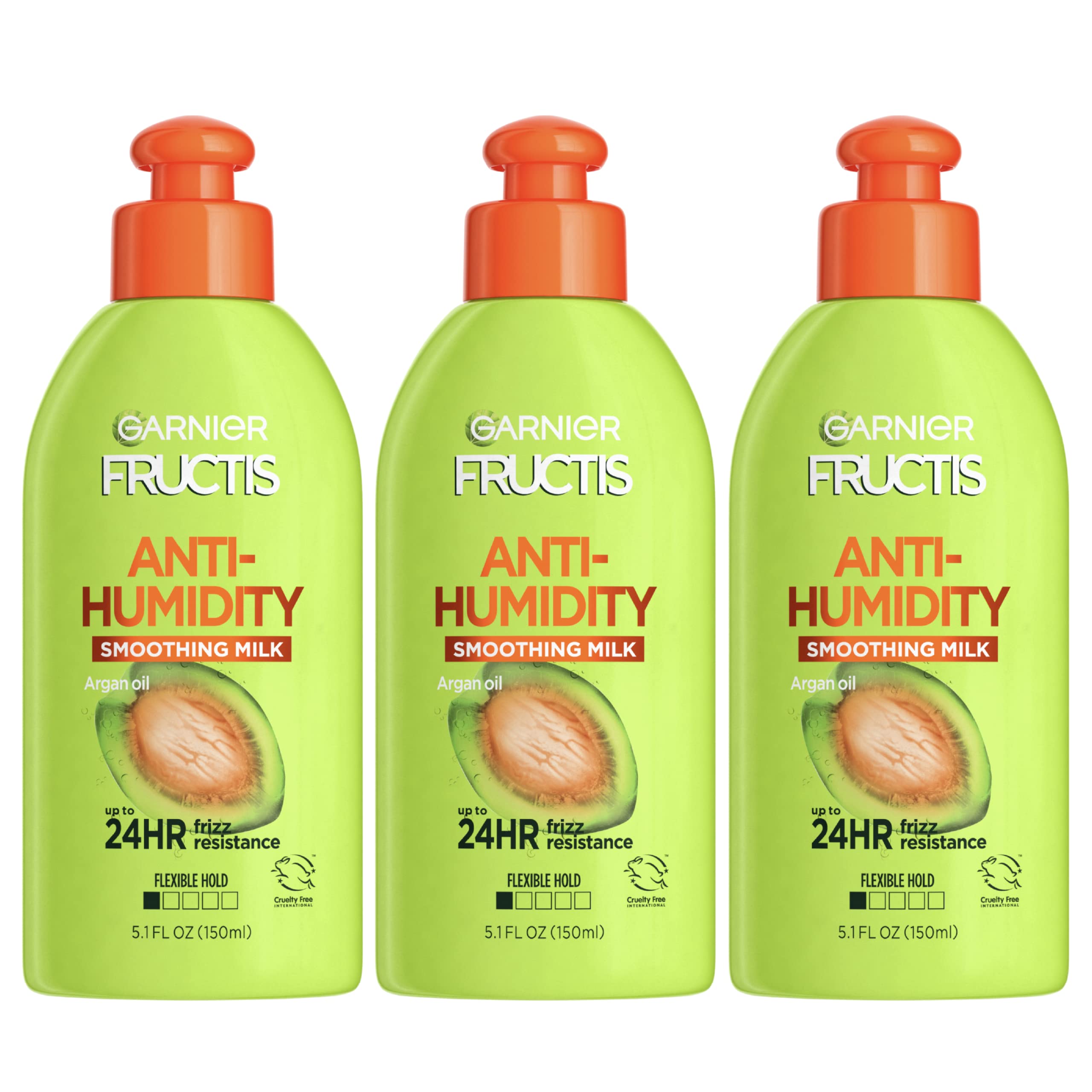 Garnier Fructis Style Anti-Humidity Smoothing Milk for Frizzy Hair,   Ounce Bottle, 3 Count 3 Count (Pack of 1) Sleek
