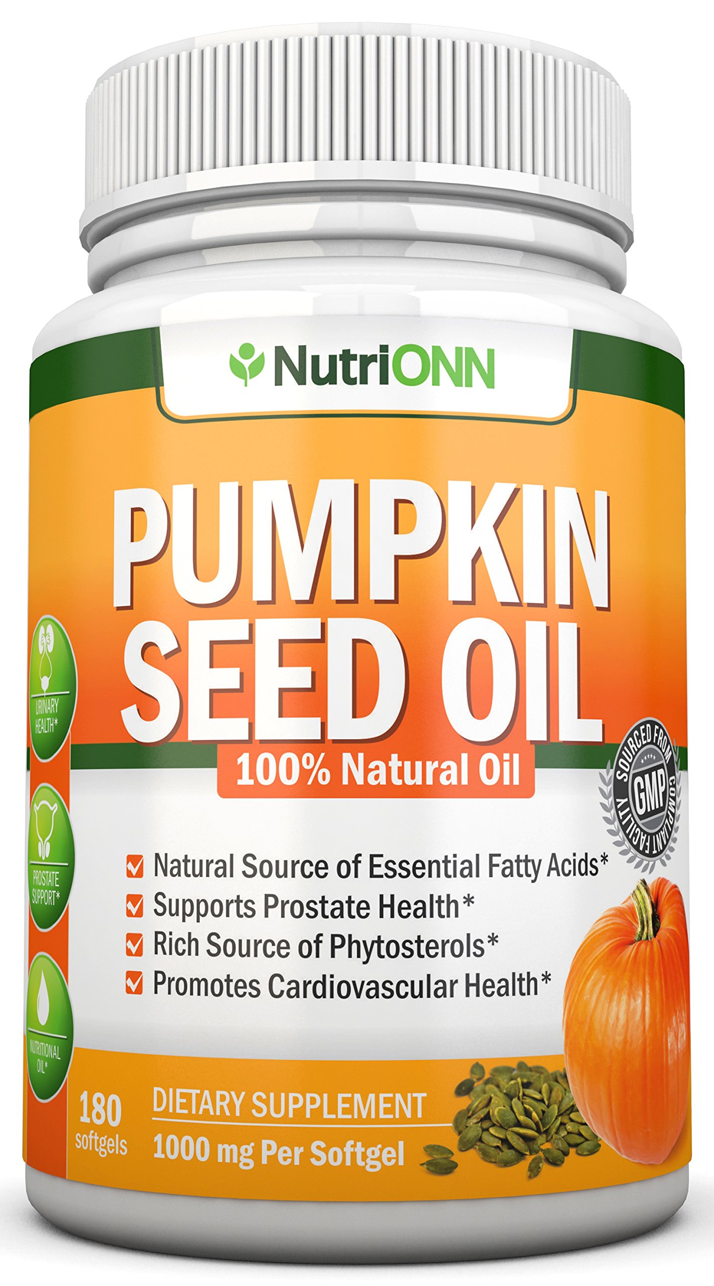 Pumpkin Seed Oil - 1000MG - 180 Softgels - Cold-Pressed Natural Pumpkin  Seed Oil - Natural Source of Essential Fatty Acids - Great for Hair Growth,  Prostate Health, Joint Health and GI Tract