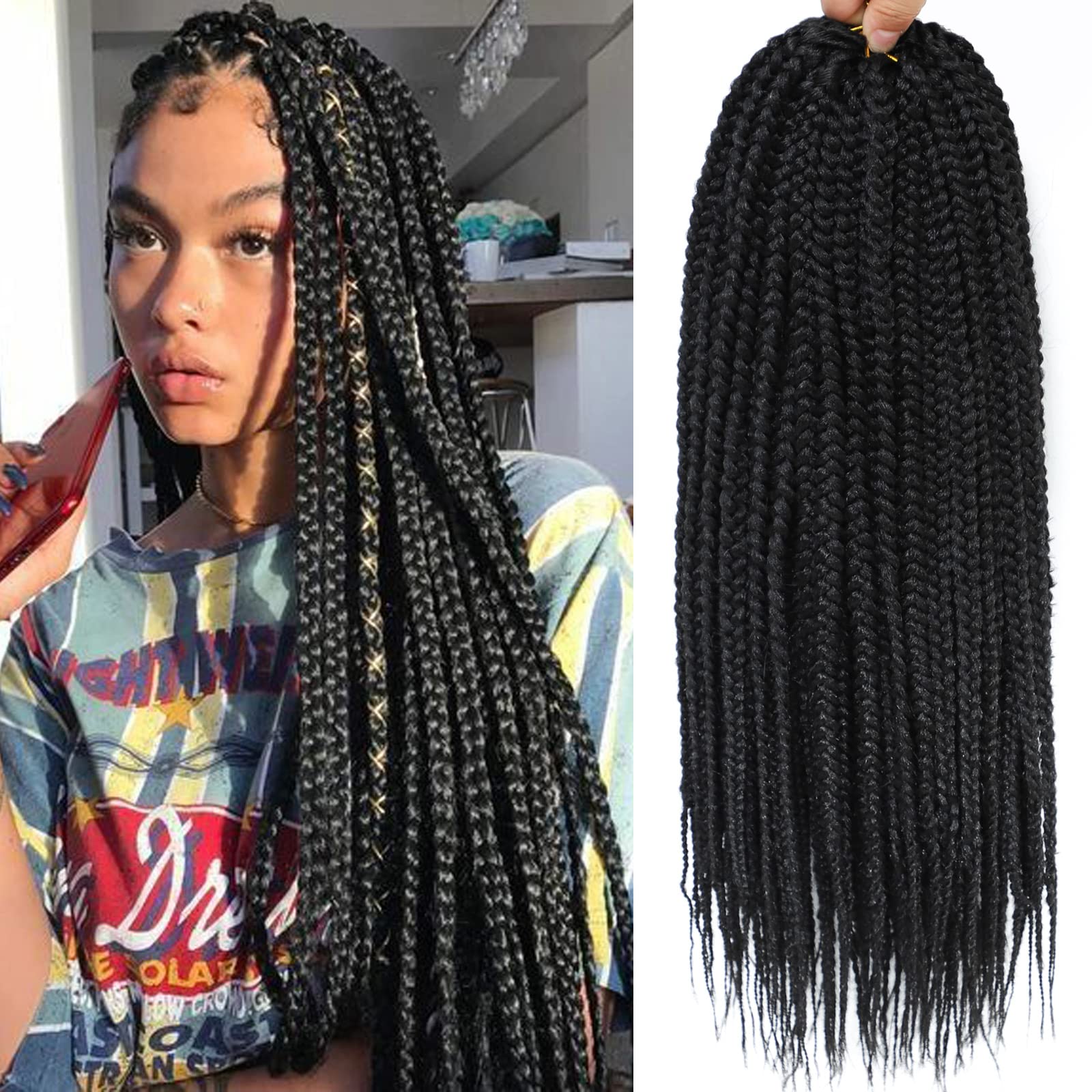 Crochet Box Braids 18 Inch 8 Packs Goddess Box Braids Crochet Hair