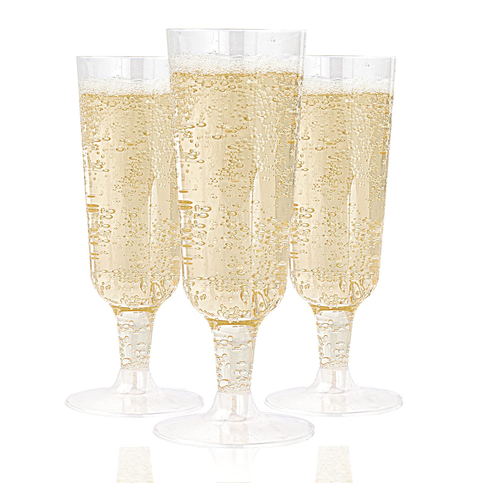 Plastic Champagne Flutes 5 oz - Disposable Clear Glass Like Flutes