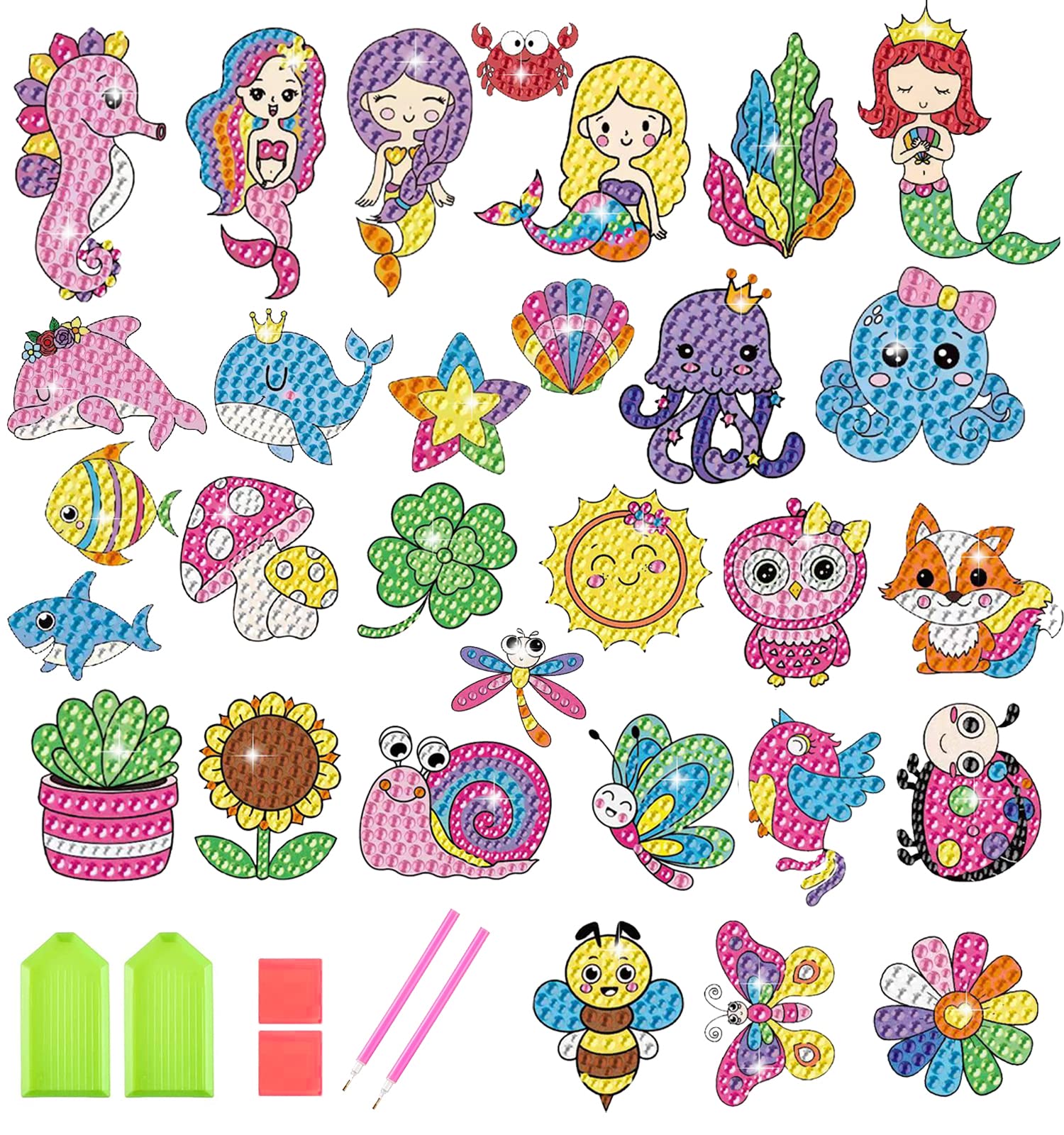 Svance 5D Diamond Art for Kids - 30Pcs Mermaid Diamond Painting Stickers  Gem Art Diamond Painting Kits