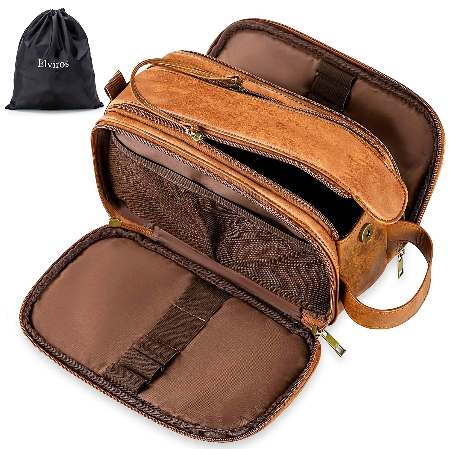 Polare Vintage Full Grain Leather Handmade Travel Toiletry Bag for Men
