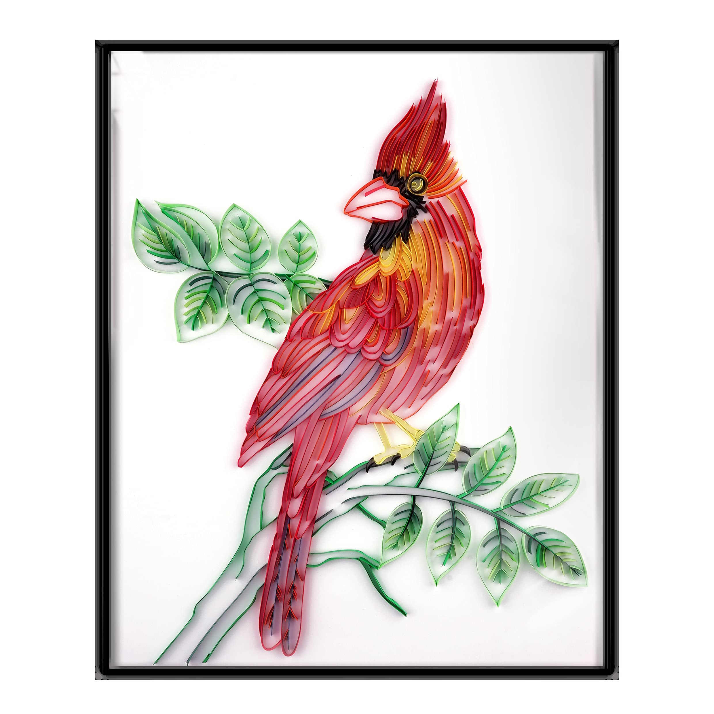 Uniquilling Quilling Paper Quilling Kit for Adults Beginner 16*20-inch  Northern Cardinal Exquisite DIY Paper Filigree Painting Kits Quilling Tools  Home Room Wall Art Decor Best Gifts(Basic)