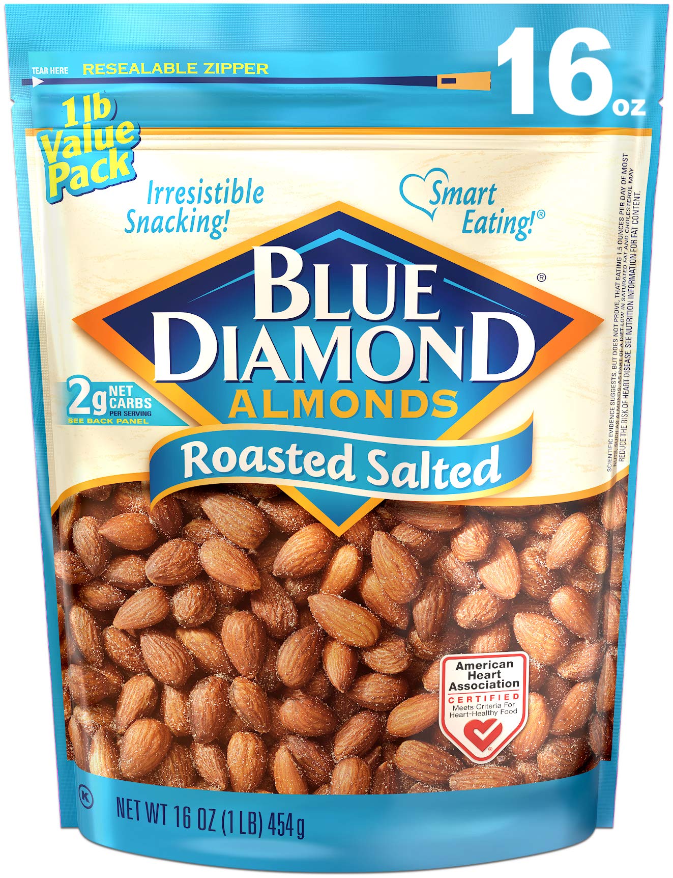 Blue Diamond Almonds, Roasted Salted, 16 oz Roasted Salted,Salted 1