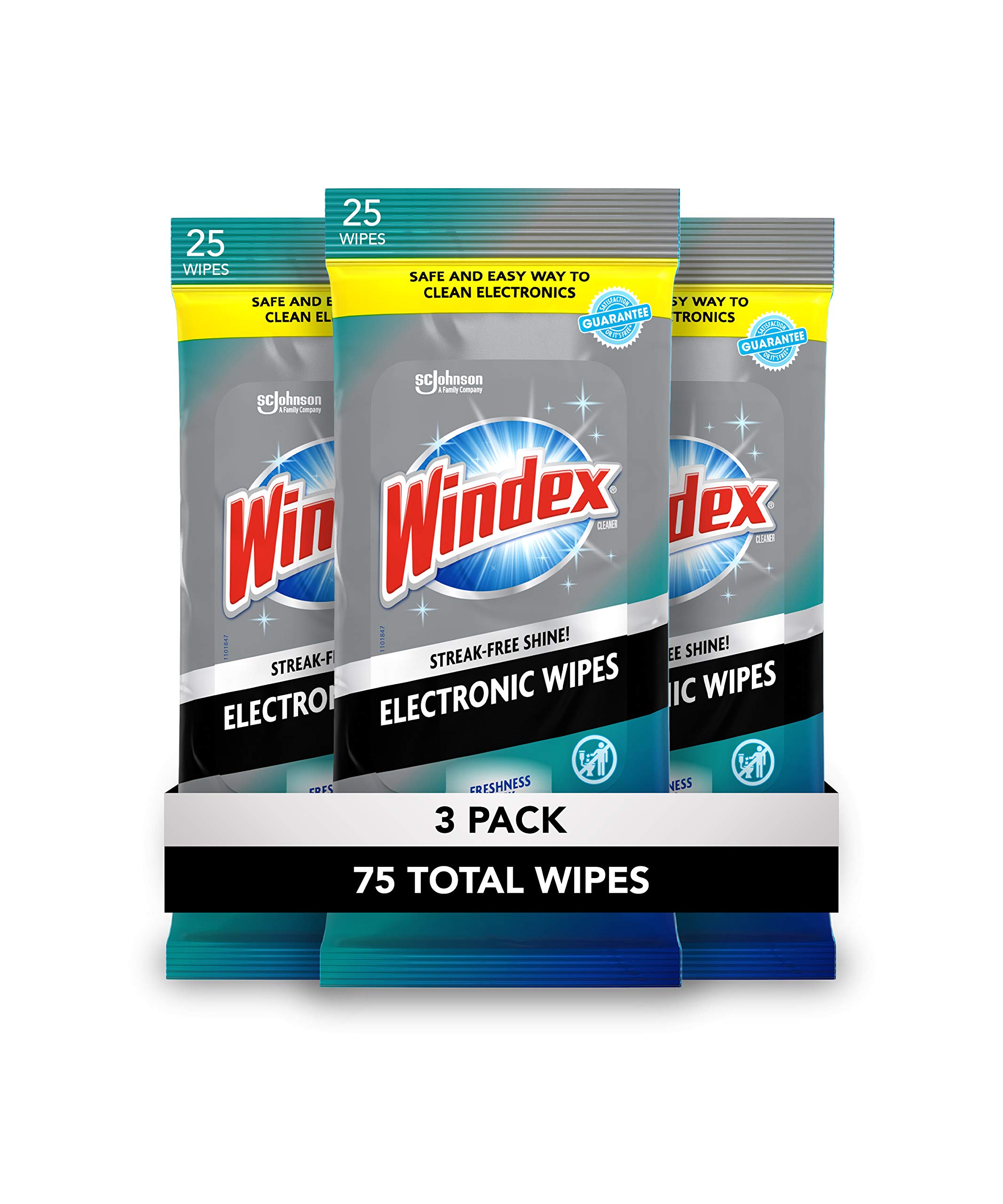 Windex Electronics Screen Wipes for Computers, Phones, Televisions and  More, 25 count - Pack of 3 (75