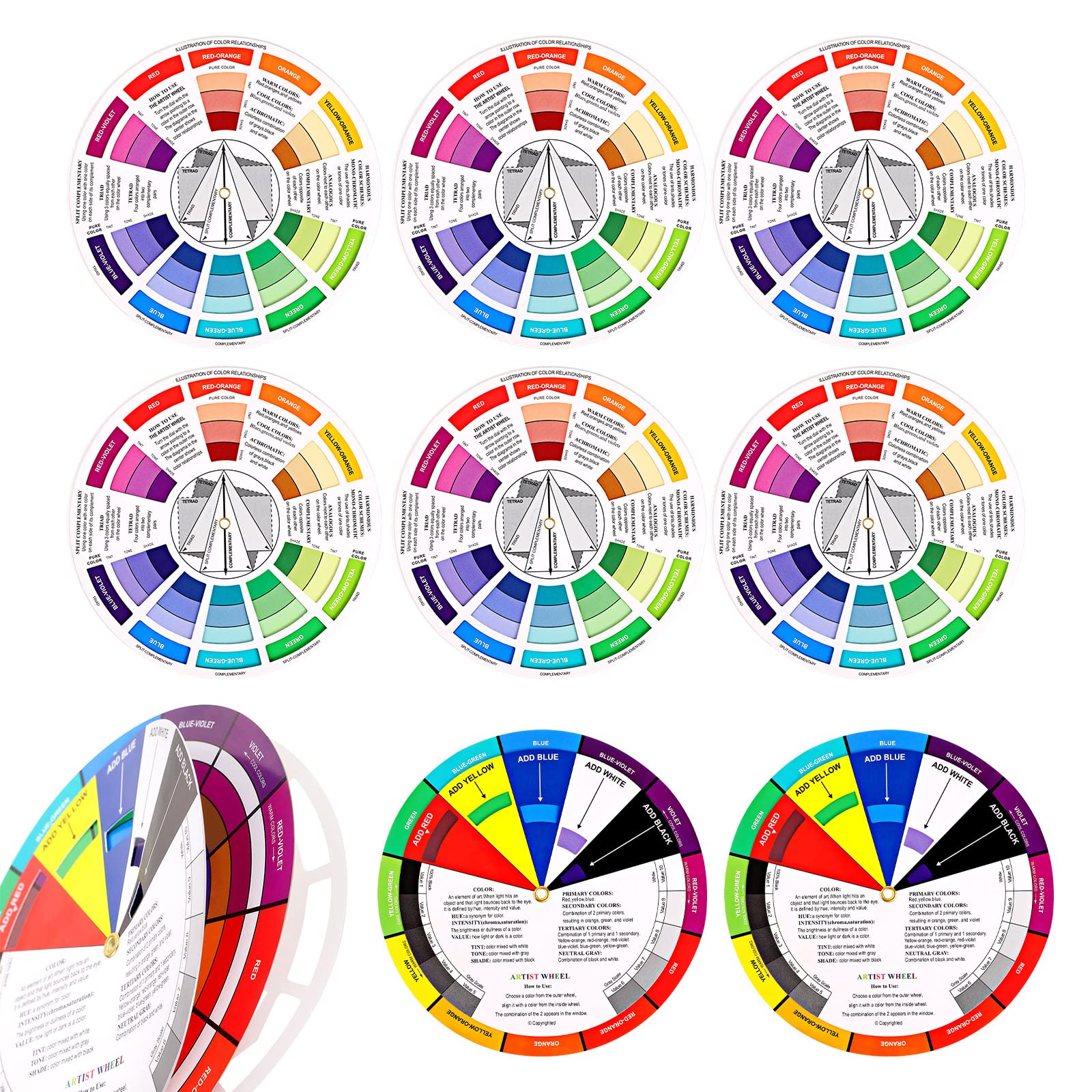 Creative Color Wheel Color Learning Rotation Wheel Color Board Chart Mixed  Color Guide Tool for Woman Man