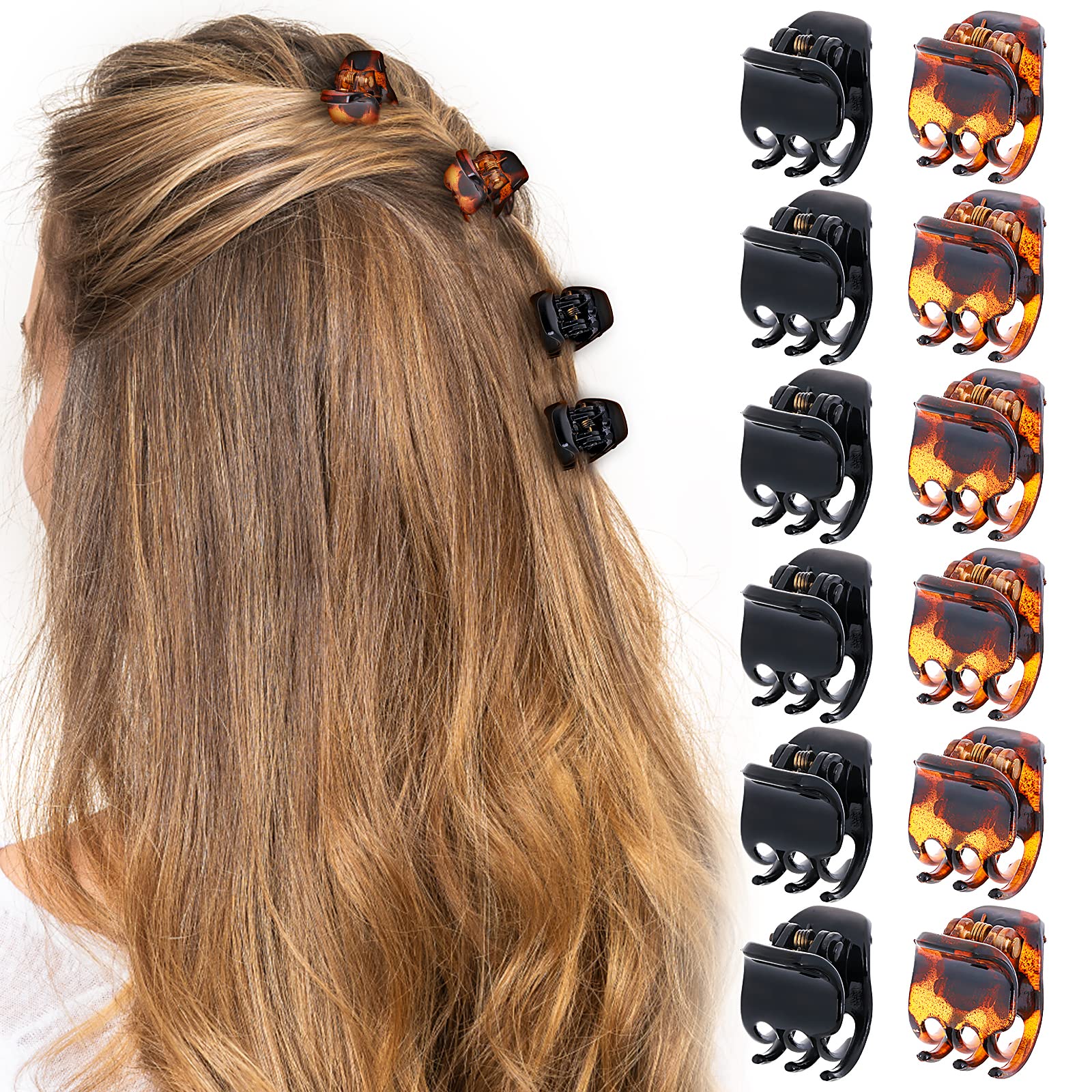  Hoyols 48 Pcs Small Mini Clips for Hair, Tiny Jaw Hair clip  Brown Hair Claw Clip for Makeup Thin Short Fine Grip for Women Girls Hair  Styling Plastic Hair Accessories