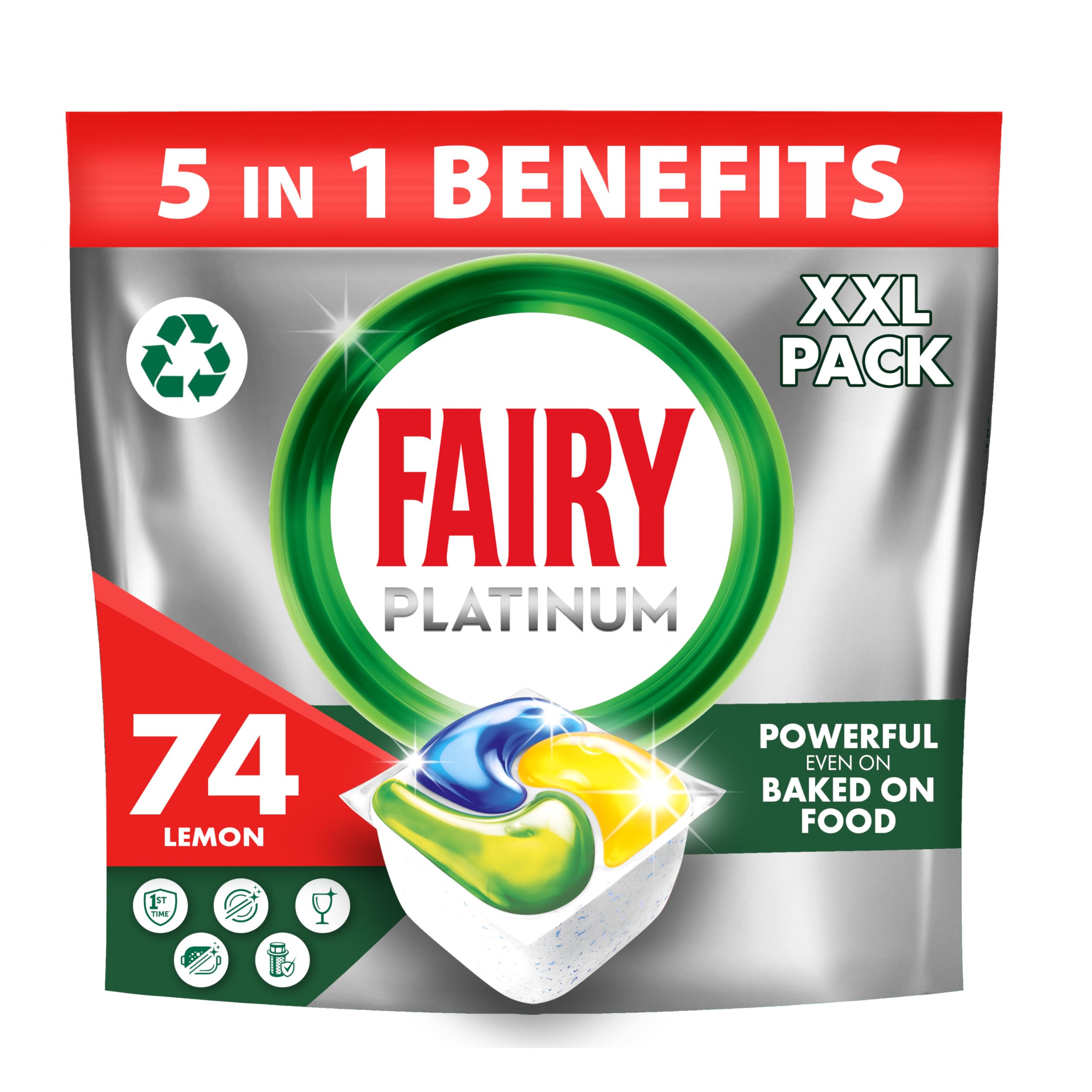 Fairy Platinum Plus AllIn1 Dishwasher Tablets Bulk 74 Tablets Lemon