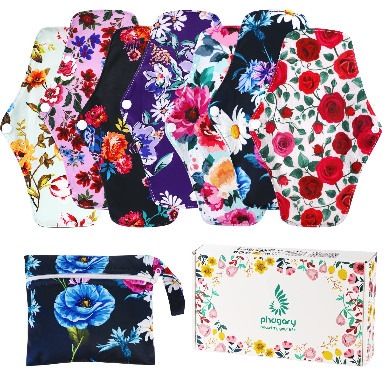 Reusable Menstrual Pads Breathable Mesh Surface Cloth Pads for Heavy Flow  with Wet Bag Large Sanitary Pads Set with Wings for Women Washable  Overnight Cloth Panty Liners Period Pads