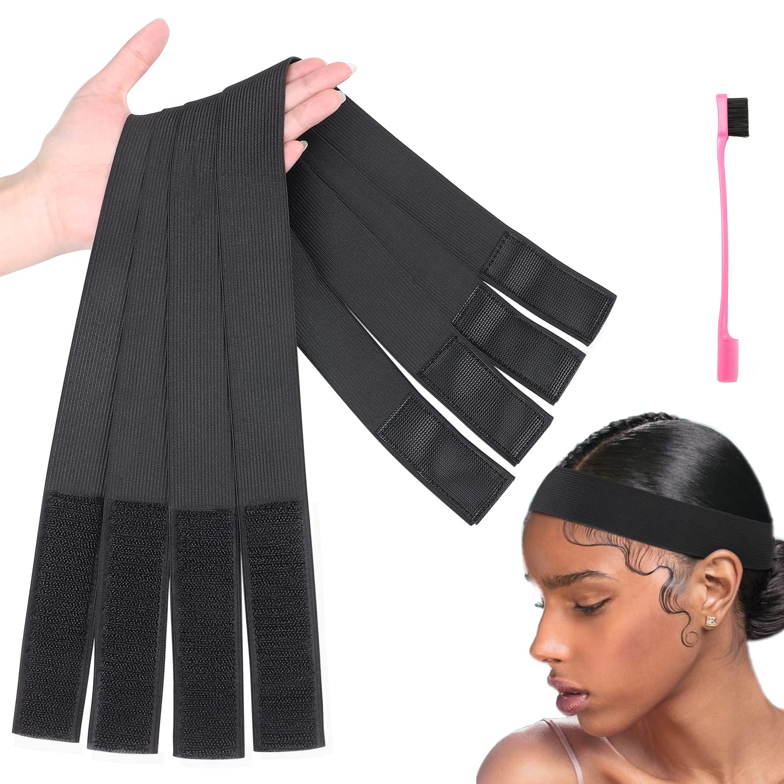  Elastic Band for Wigs Fixing Band Adjustable Toupee Bands with  Velco Ends Fix Wig Edges, Elastic Hair Band Headband for Wigs Edge Wrap  Strong Elasticity Strap Lay Laying Belt Hair