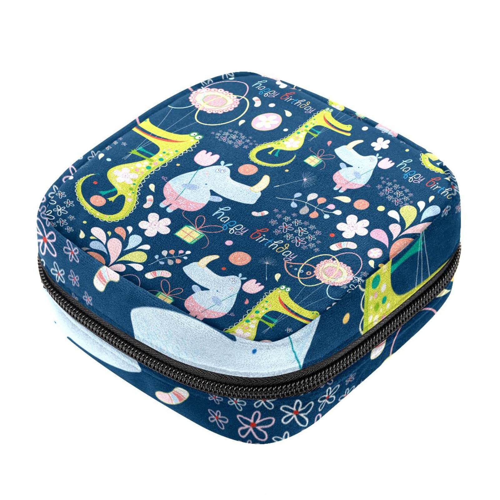 Birthday Animal Blue Period Pouch Portable Tampon Storage Bag for Sanitary  Napkins Tampon Holder for Purse