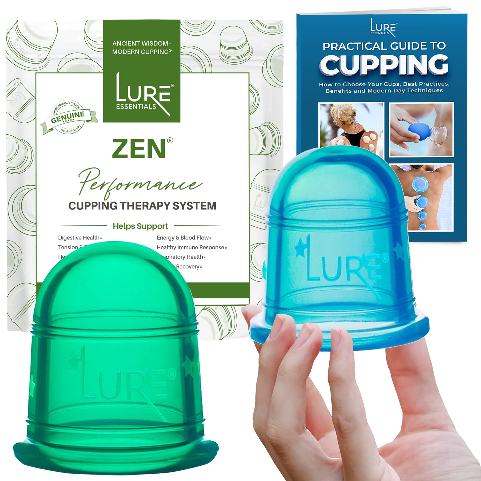 LURE Essentials Cellulite Cup Cupping Therapy Sets Silicone Anti Cellulite  Vacuum Massage Cups to Smooth Fascia