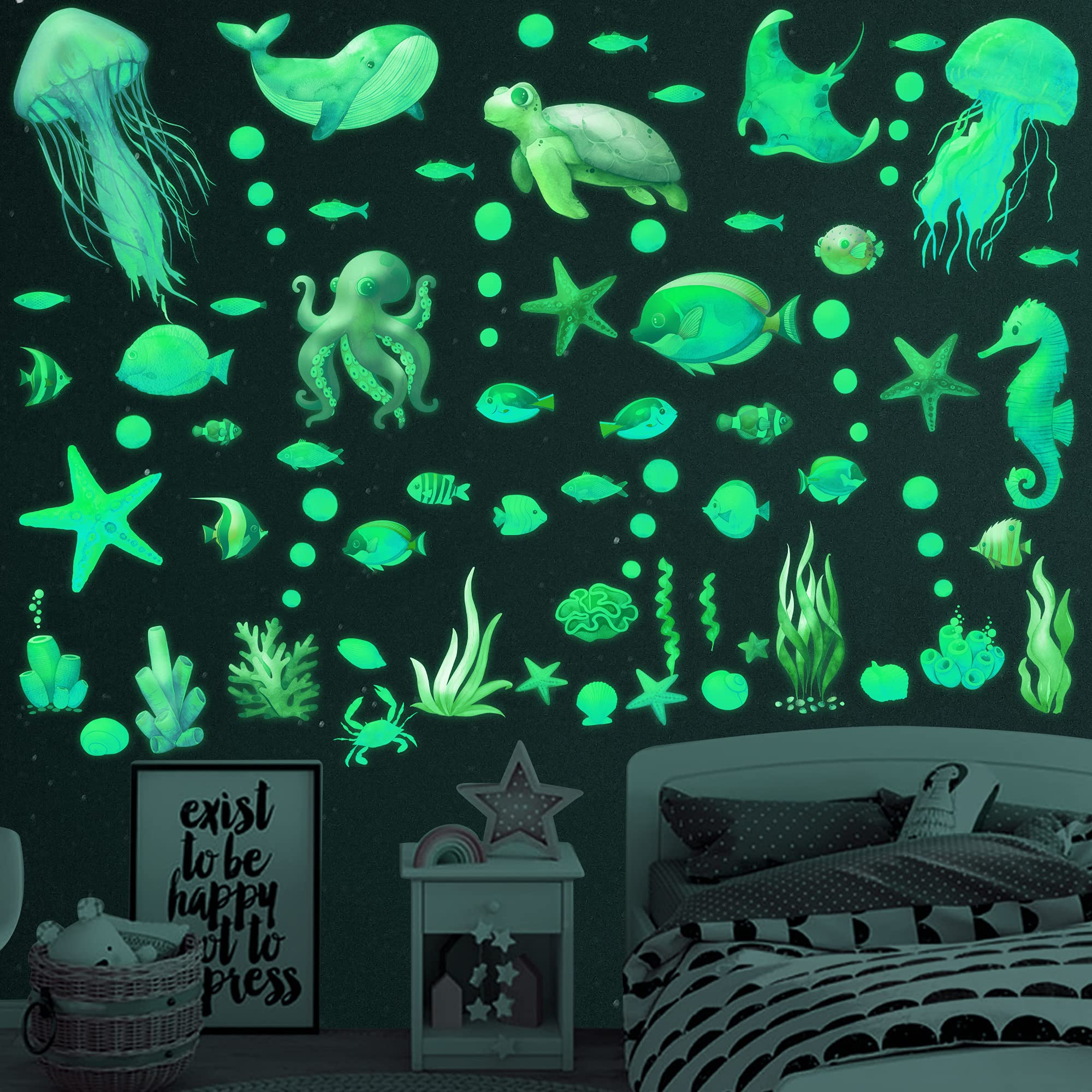 Ocean Fish Wall Decals Glow in The Dark Under The Sea Wall Decals