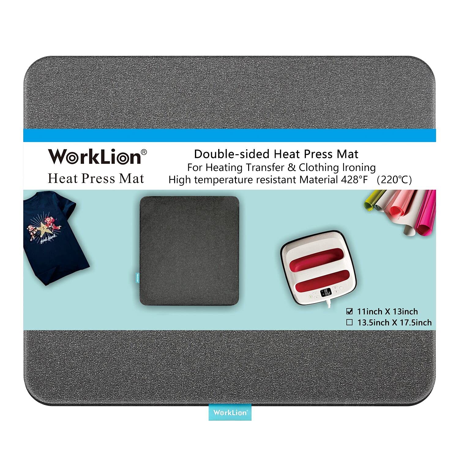 WORKLION Heat Press Mat 11x13: Double-Sided Fireproof Materials  Protective Resistant Mat for Cricut Easypress/Easypress 2 & HTV Craft Vinyl  Ironing Insulation Transfer Projects