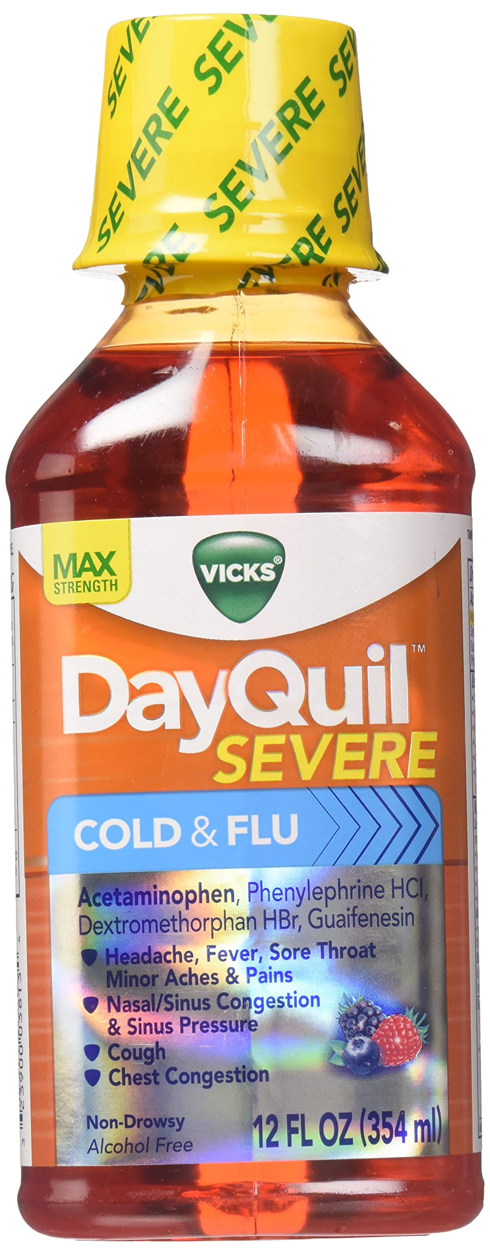 Vicks Dayquil Severe Cold & Flu Relief Liquid 12 oz (Pack of 2)