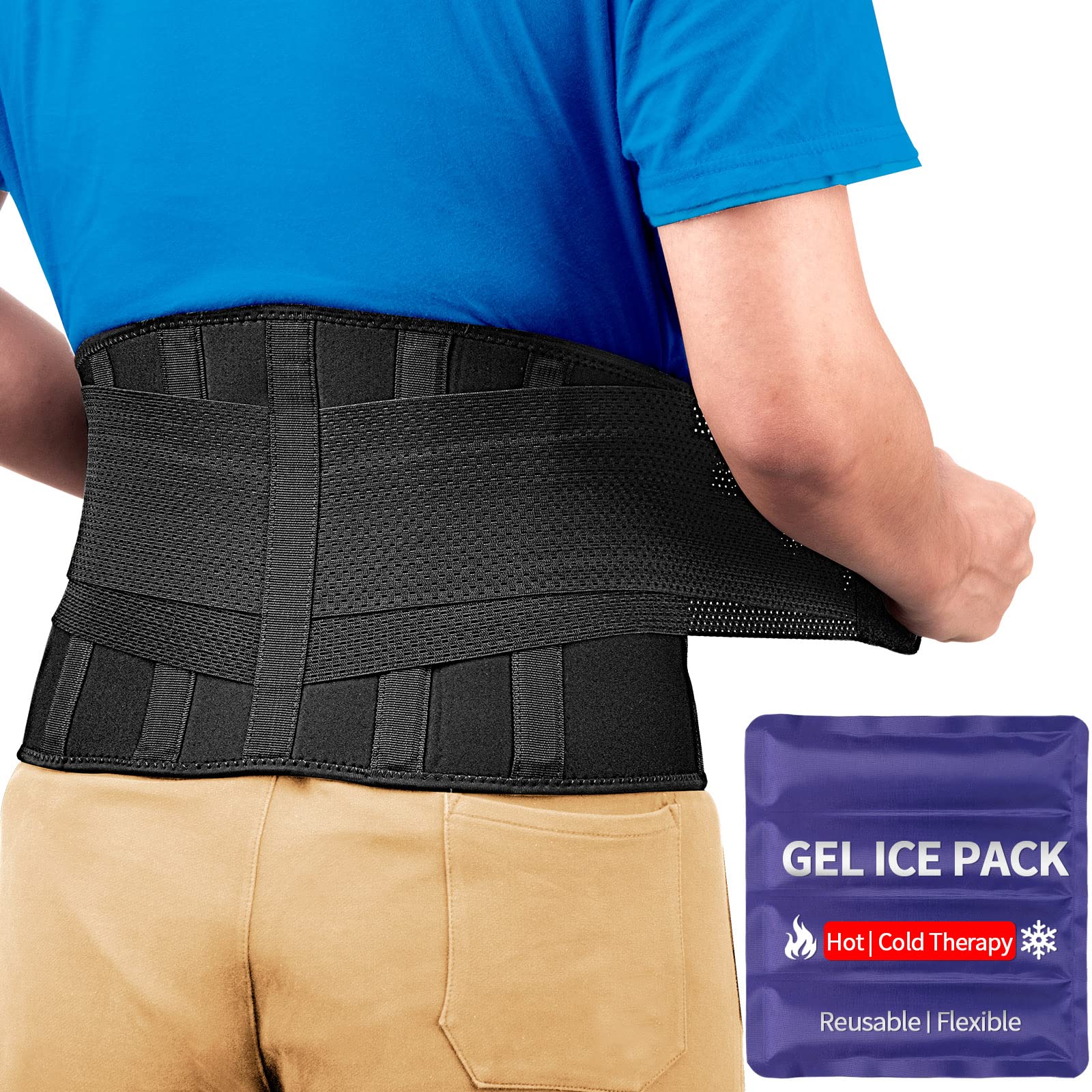 FEATOL Back Brace for Lower Back Pain Back Support Belt for Women & Men Breathable Lower Back Brace with Lumbar Pad Lower Back Pain Relief for