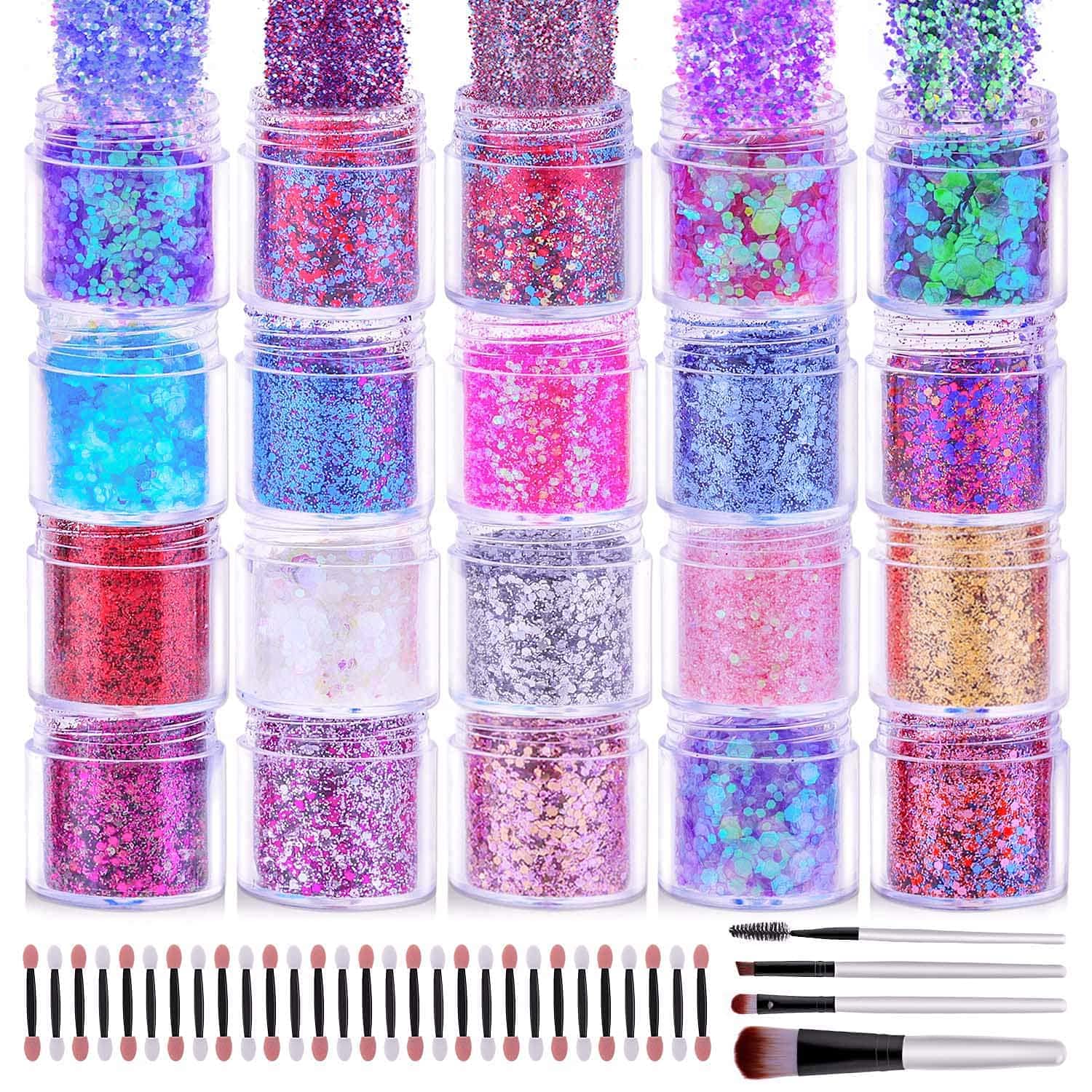 Chunky Glitter for Nails, Cridoz 20 Colors Chunky Face Glitter