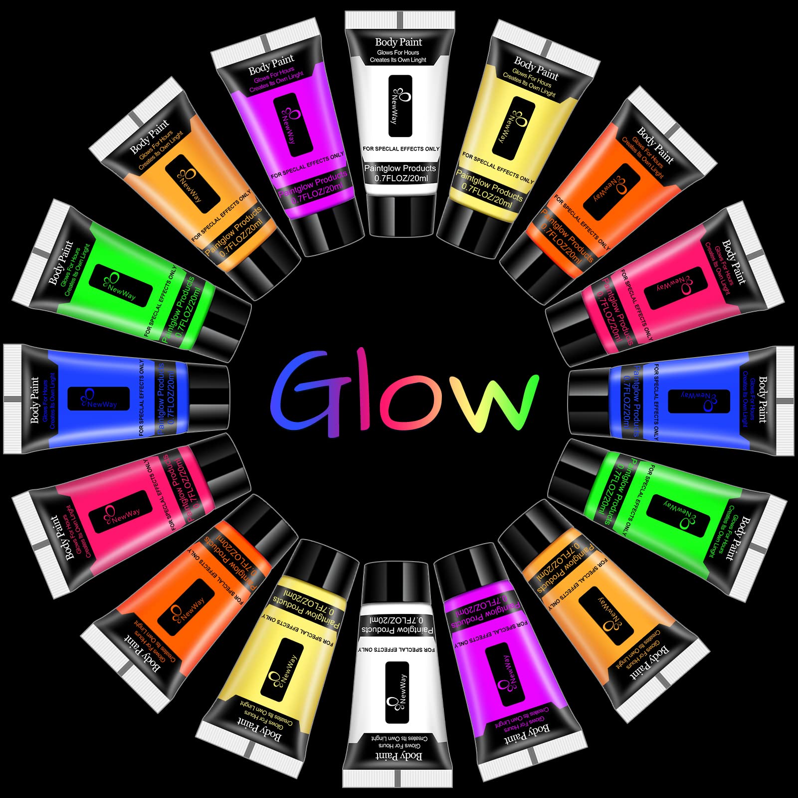  8 Colors Neon Face Paint Glow in The Dark UV