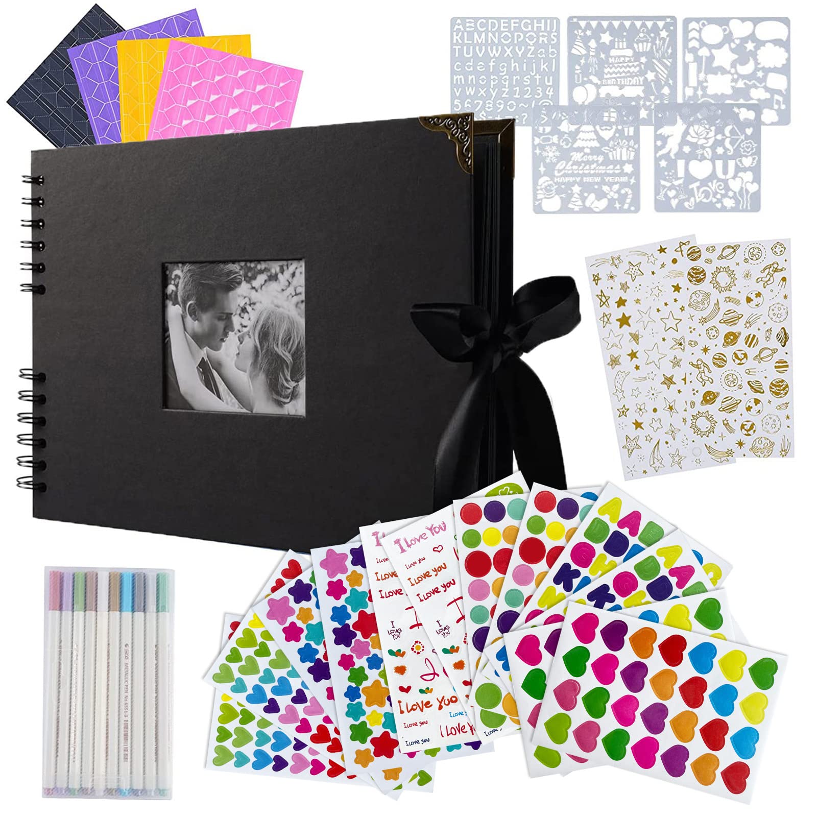 DIY Scrapbook Album, Black Cover with Photo Window (12 Inches, 80 Pages)