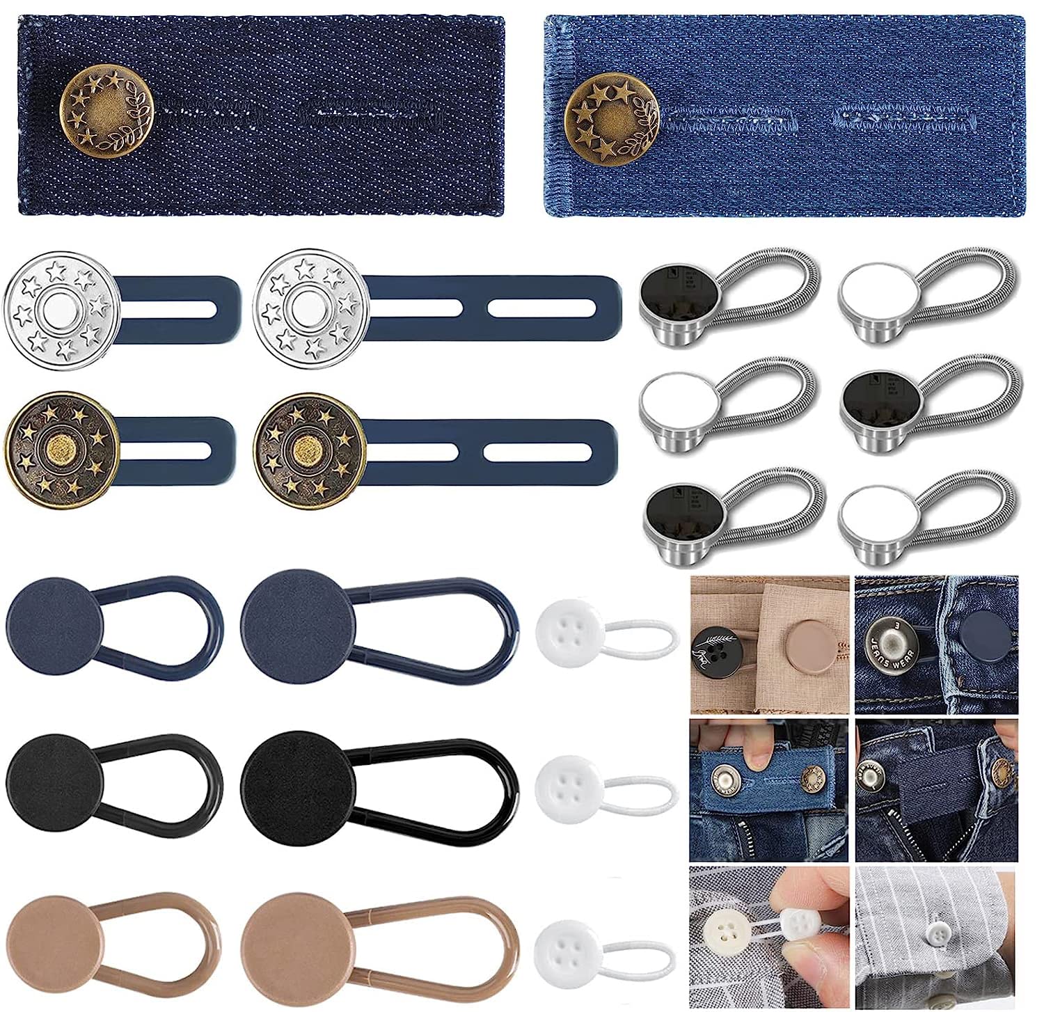 Pants Button Extender Collar Button Extender Set,Waist Jeans