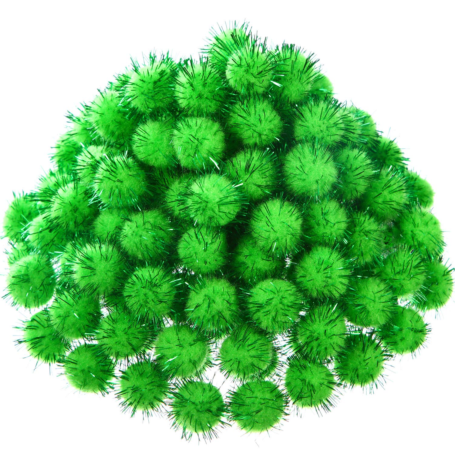 1000 Pieces Glitter Pom Poms 0.6 Inch Fuzzy Pompoms Arts and Crafts Balls  for Hobby Supplies and Craft DIY Material (Fruit Green)